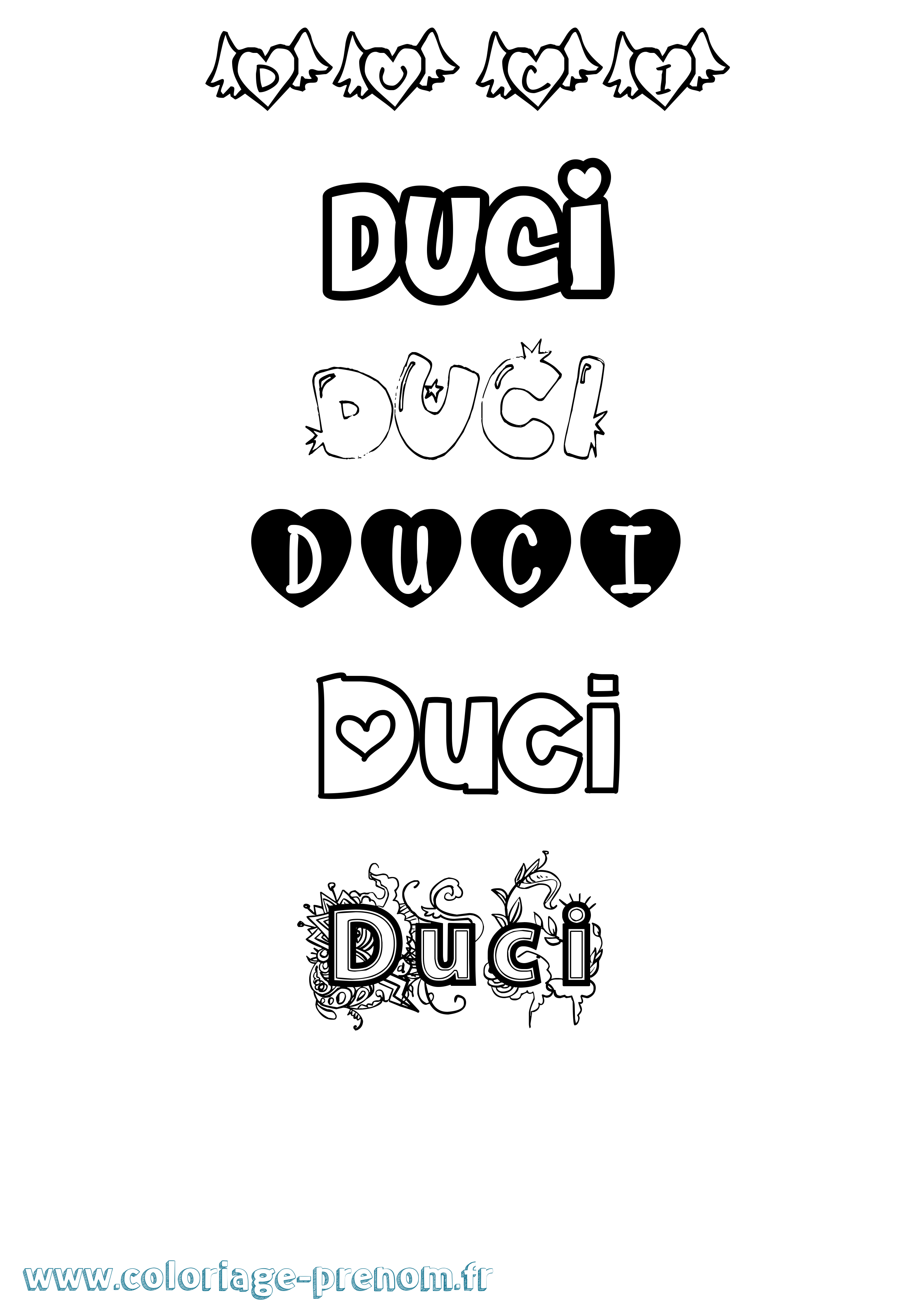 Coloriage Duci Girly Coloriage prénom Duci Girly