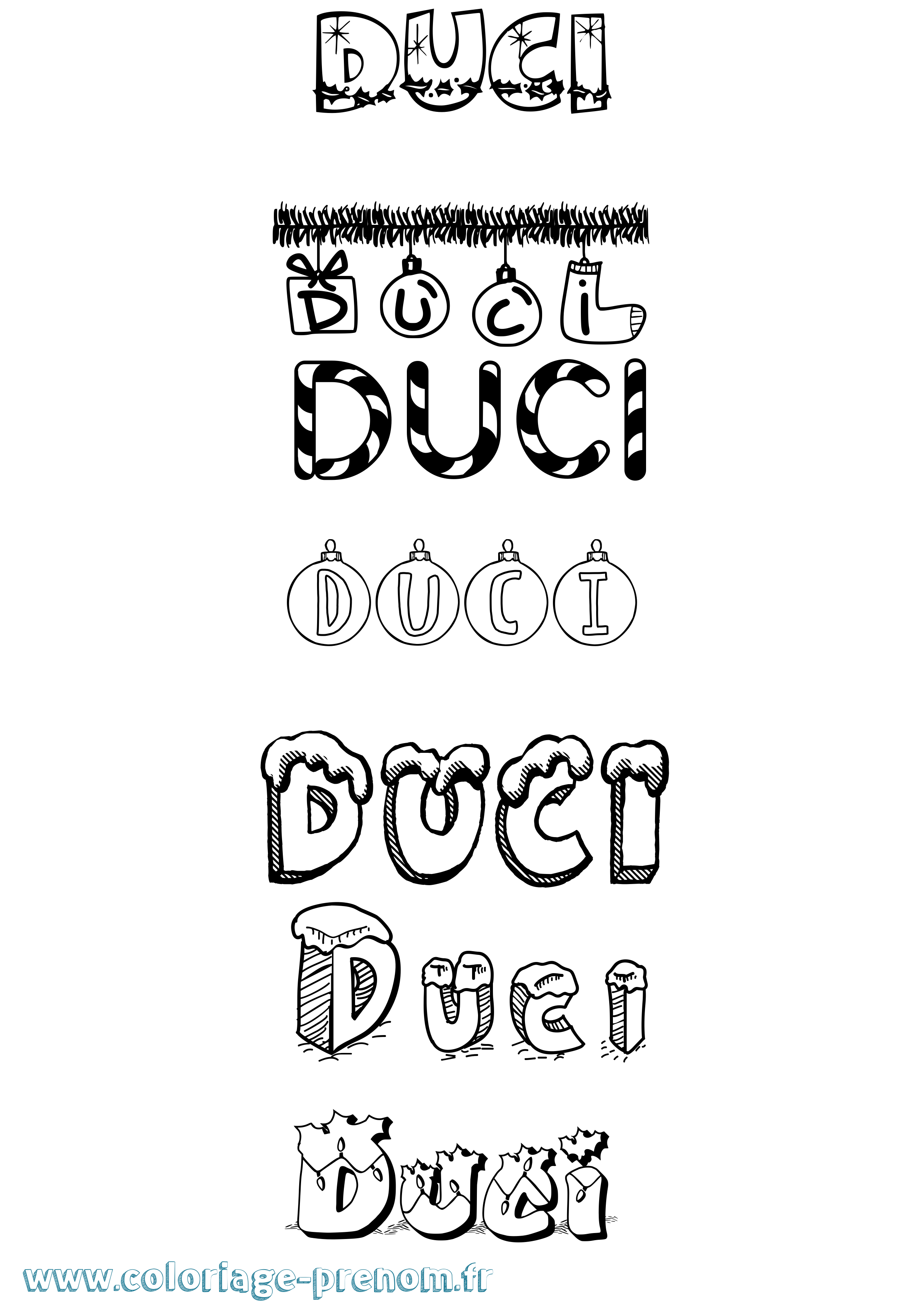 Coloriage Duci Noël Coloriage prénom Duci Noël