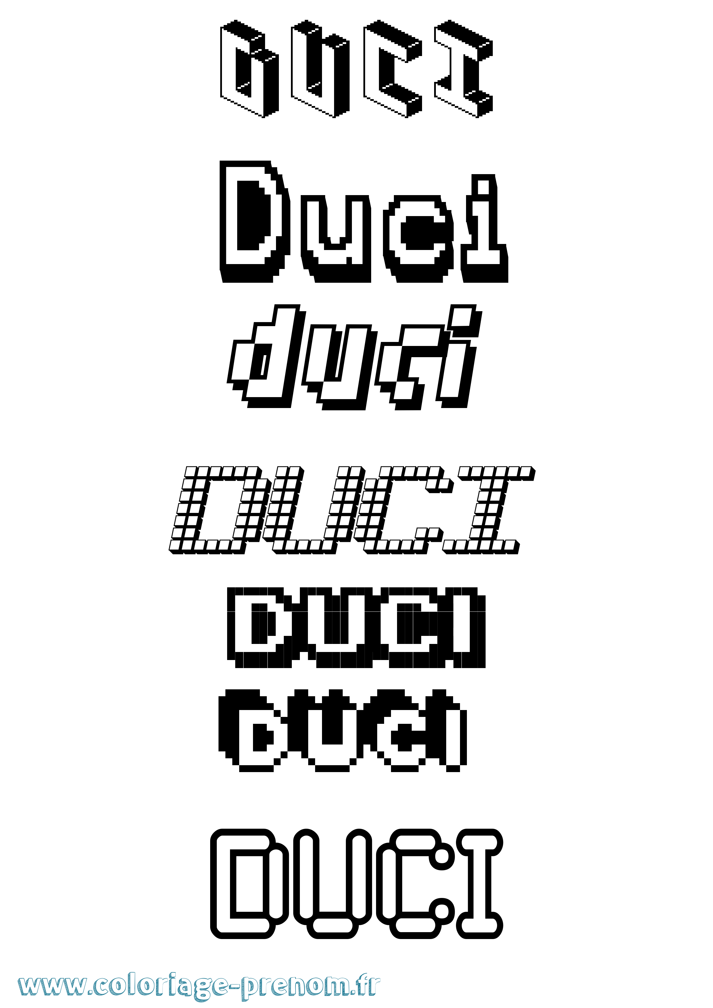 Coloriage Duci Pixel Coloriage prénom Duci Pixel