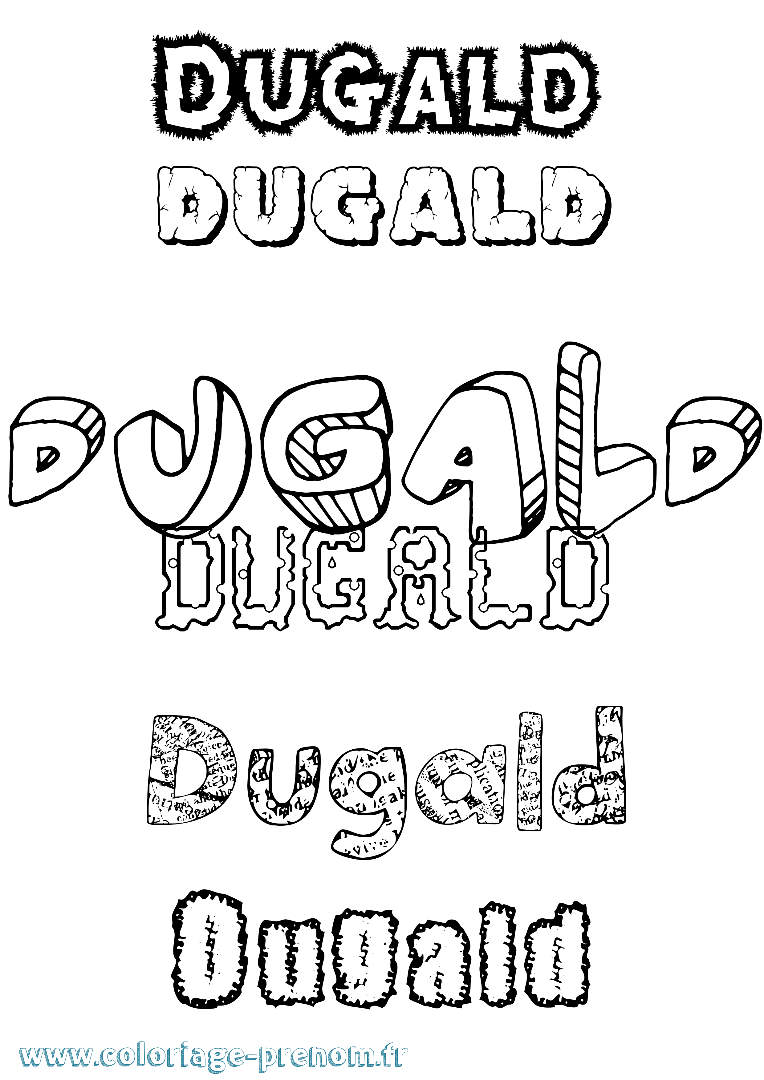 Coloriage Dugald Destructuré Coloriage prénom Dugald Destructuré