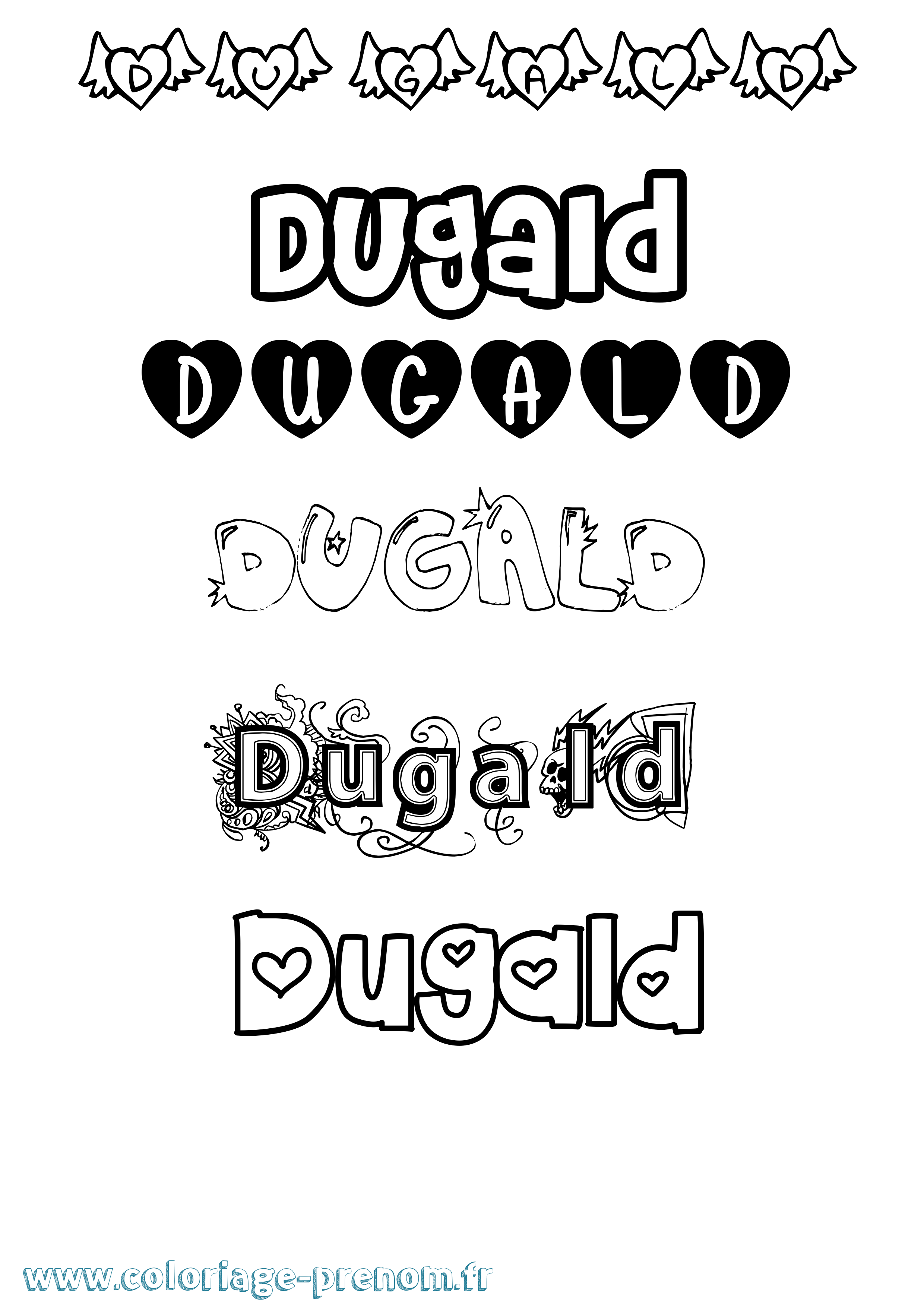 Coloriage Dugald Girly Coloriage prénom Dugald Girly