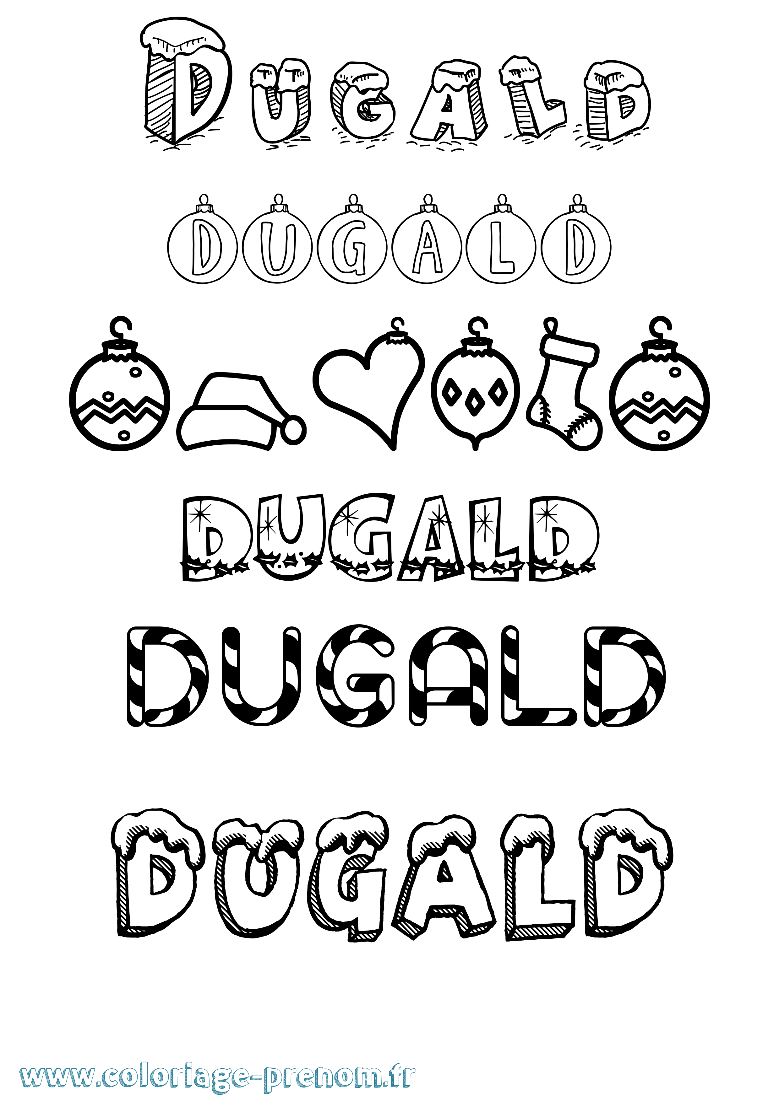 Coloriage Dugald Noël Coloriage prénom Dugald Noël