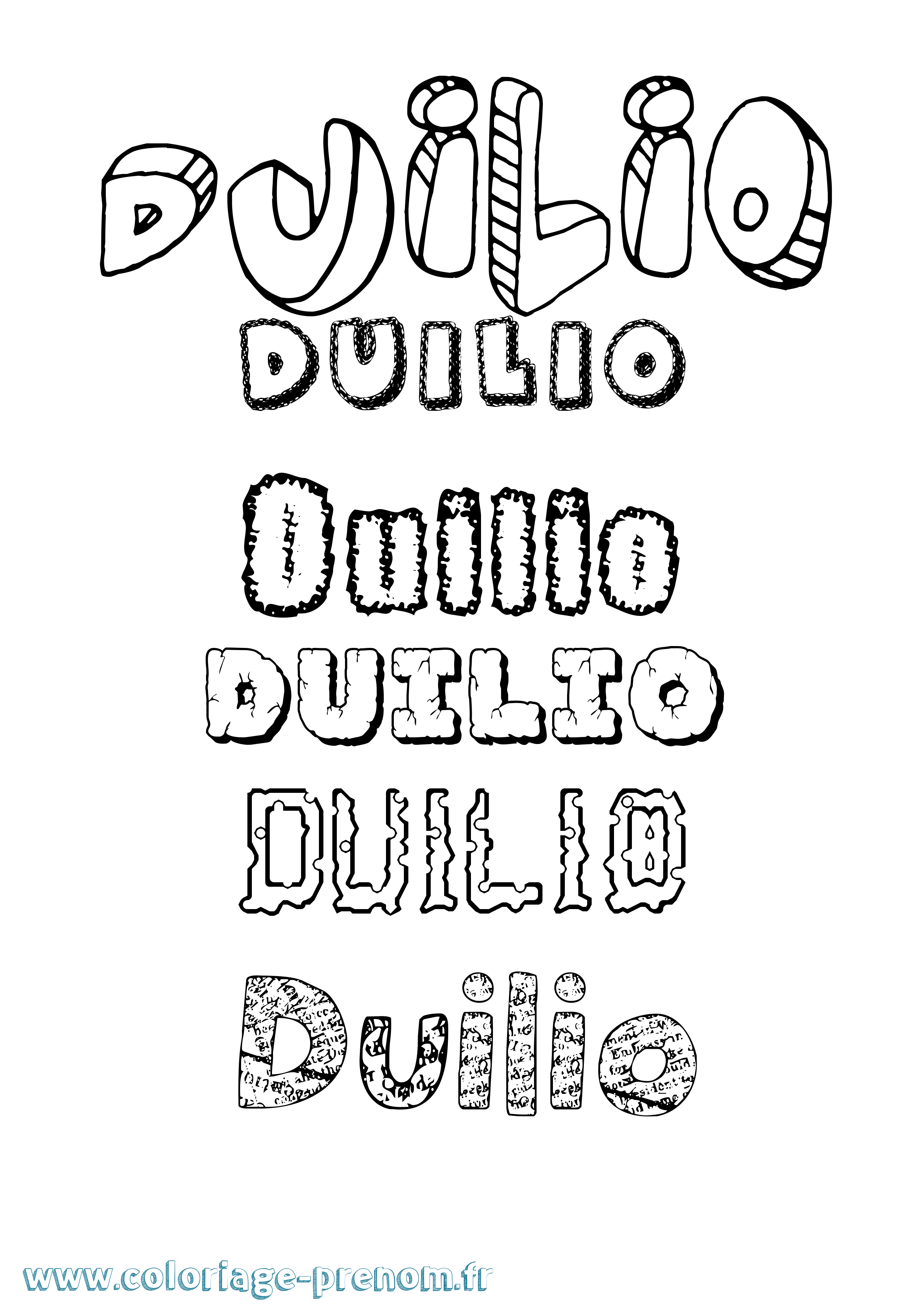Coloriage Duilio Destructuré Coloriage prénom Duilio Destructuré