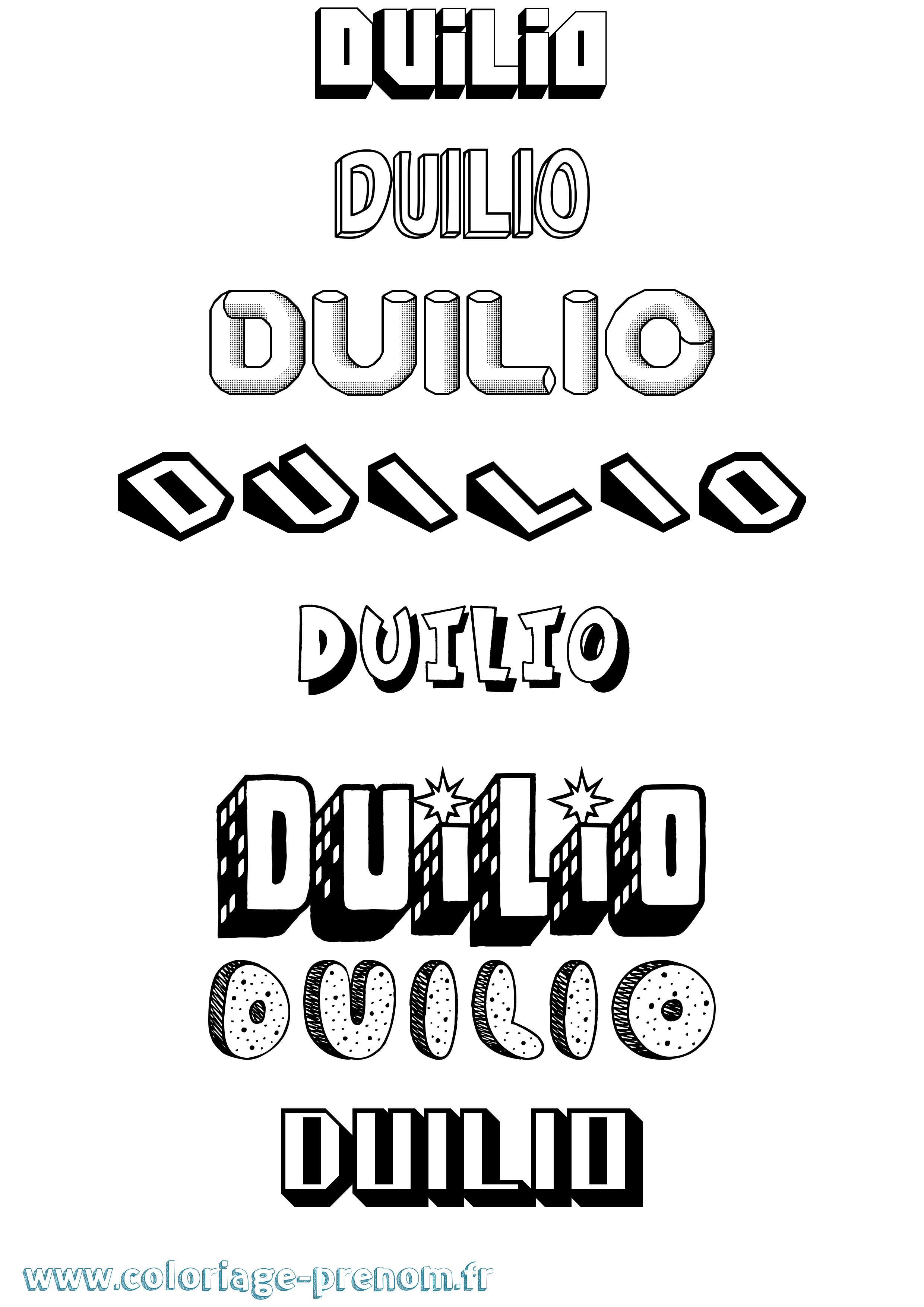 Coloriage Duilio Effet 3D Coloriage prénom Duilio Effet 3D