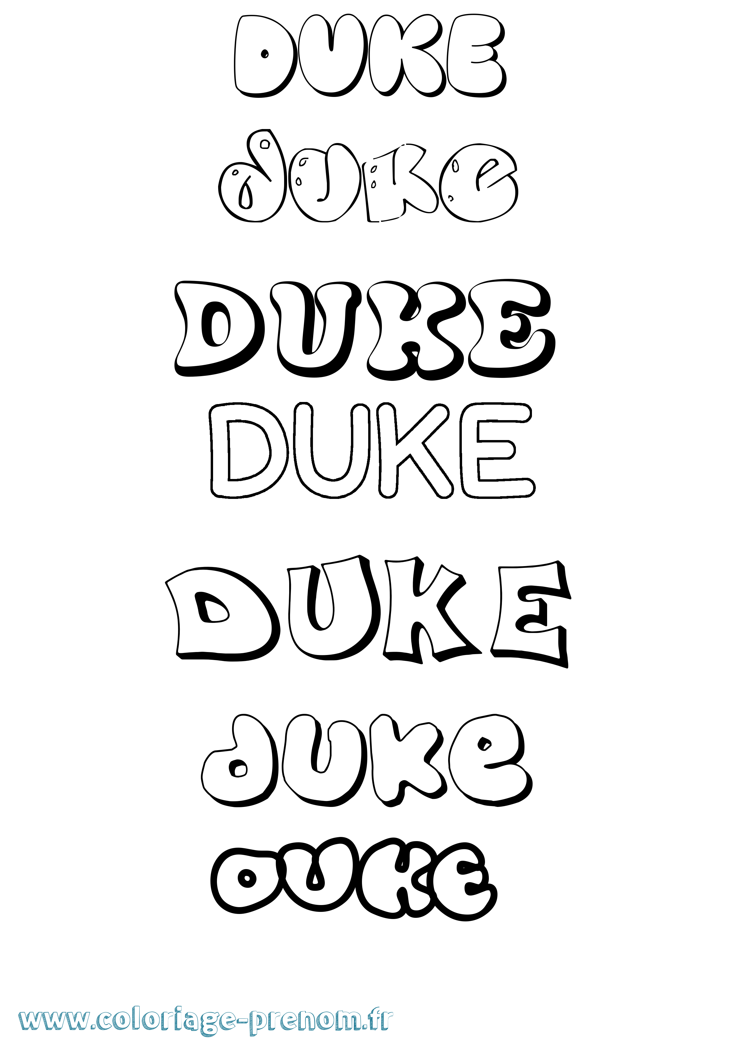 Coloriage Duke Bubble Coloriage prénom Duke Bubble