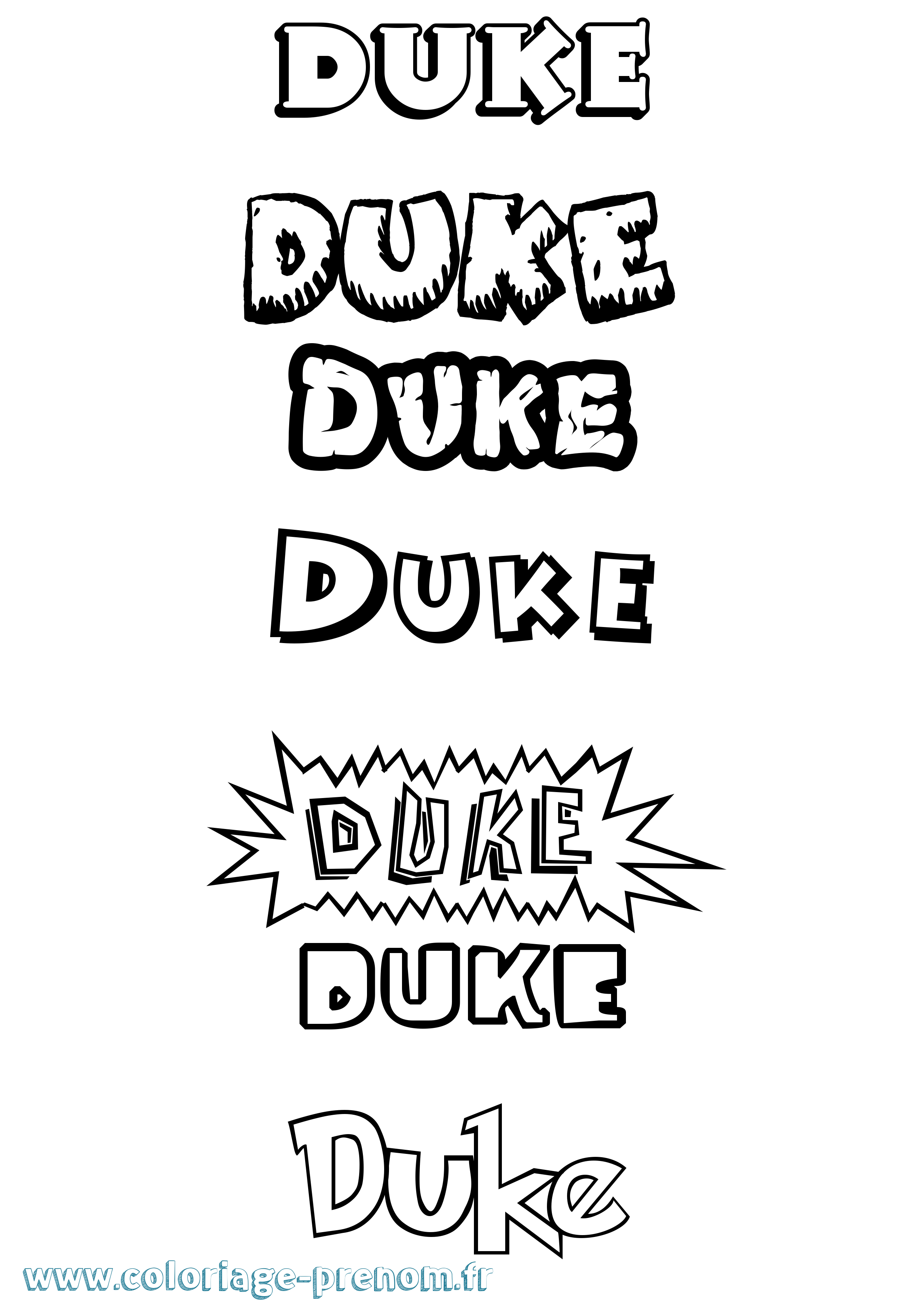 Coloriage Duke Dessin Animé Coloriage prénom Duke Dessin Animé