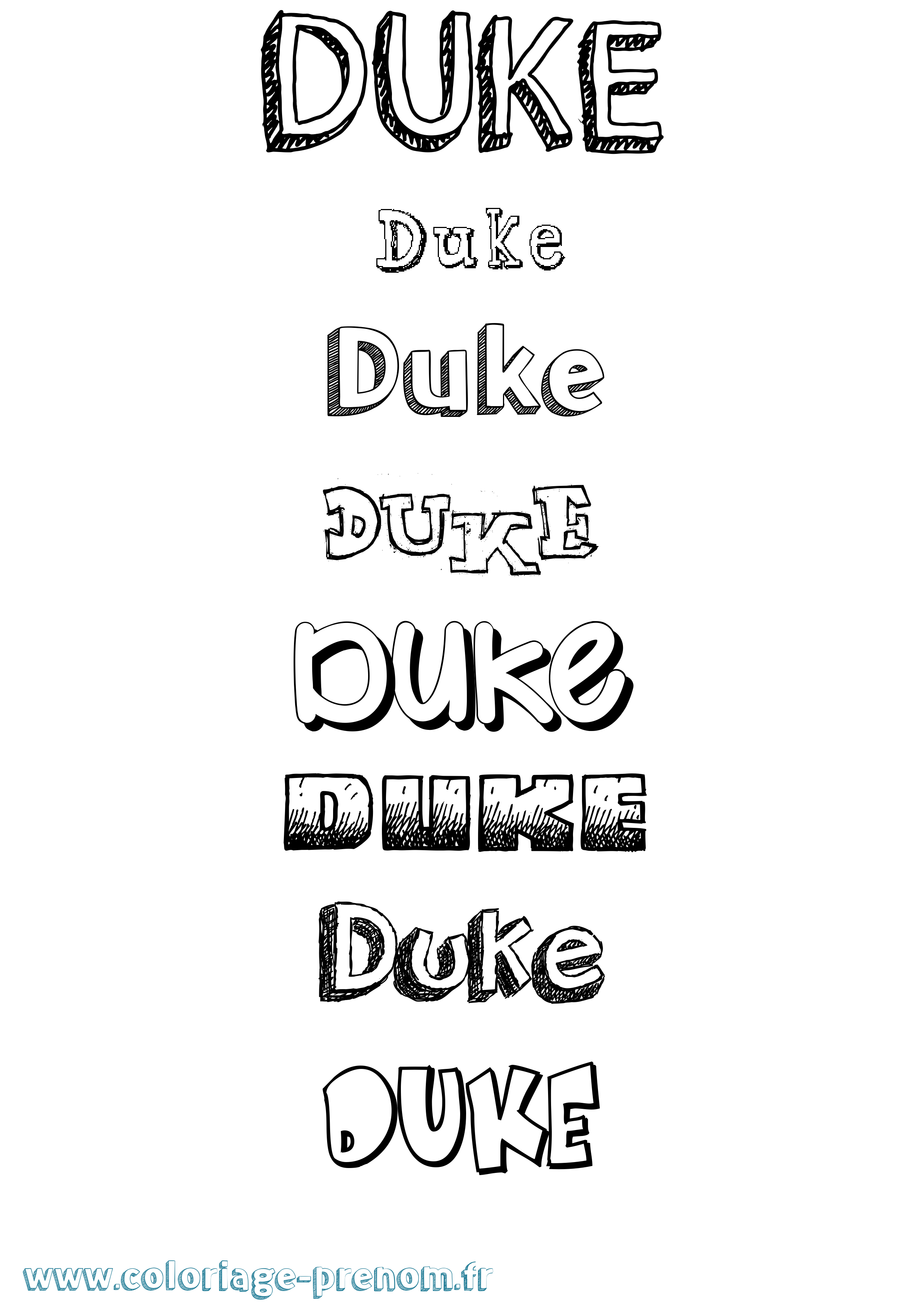 Coloriage Duke Dessiné Coloriage prénom Duke Dessiné