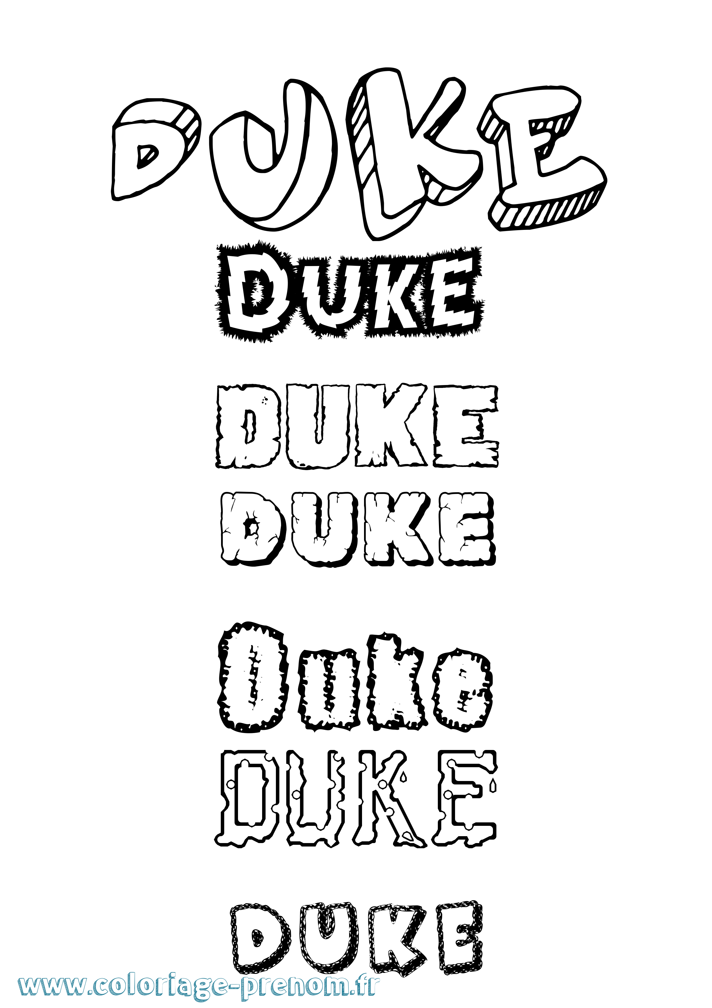 Coloriage Duke Destructuré Coloriage prénom Duke Destructuré