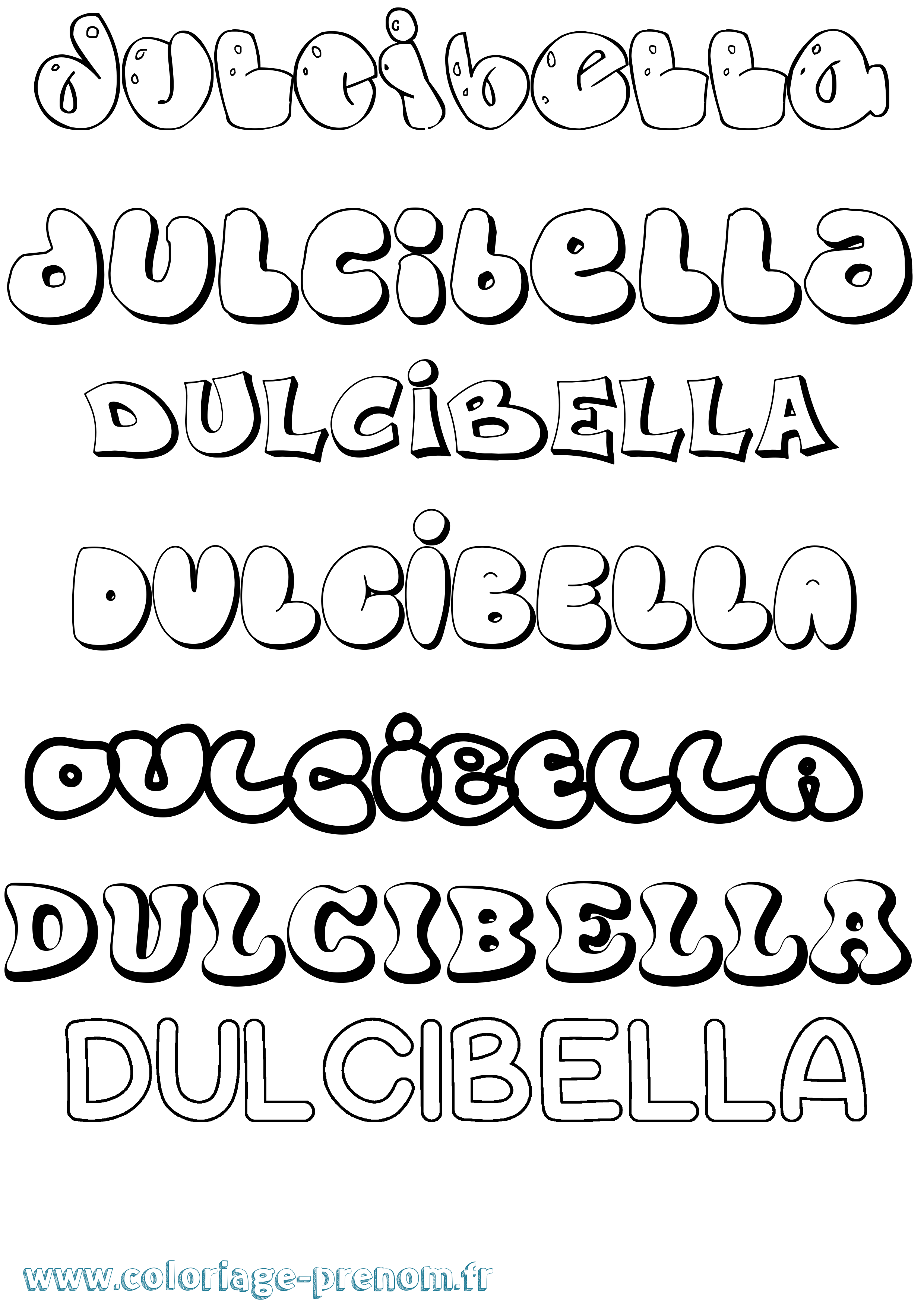 Coloriage Dulcibella Bubble Coloriage prénom Dulcibella Bubble