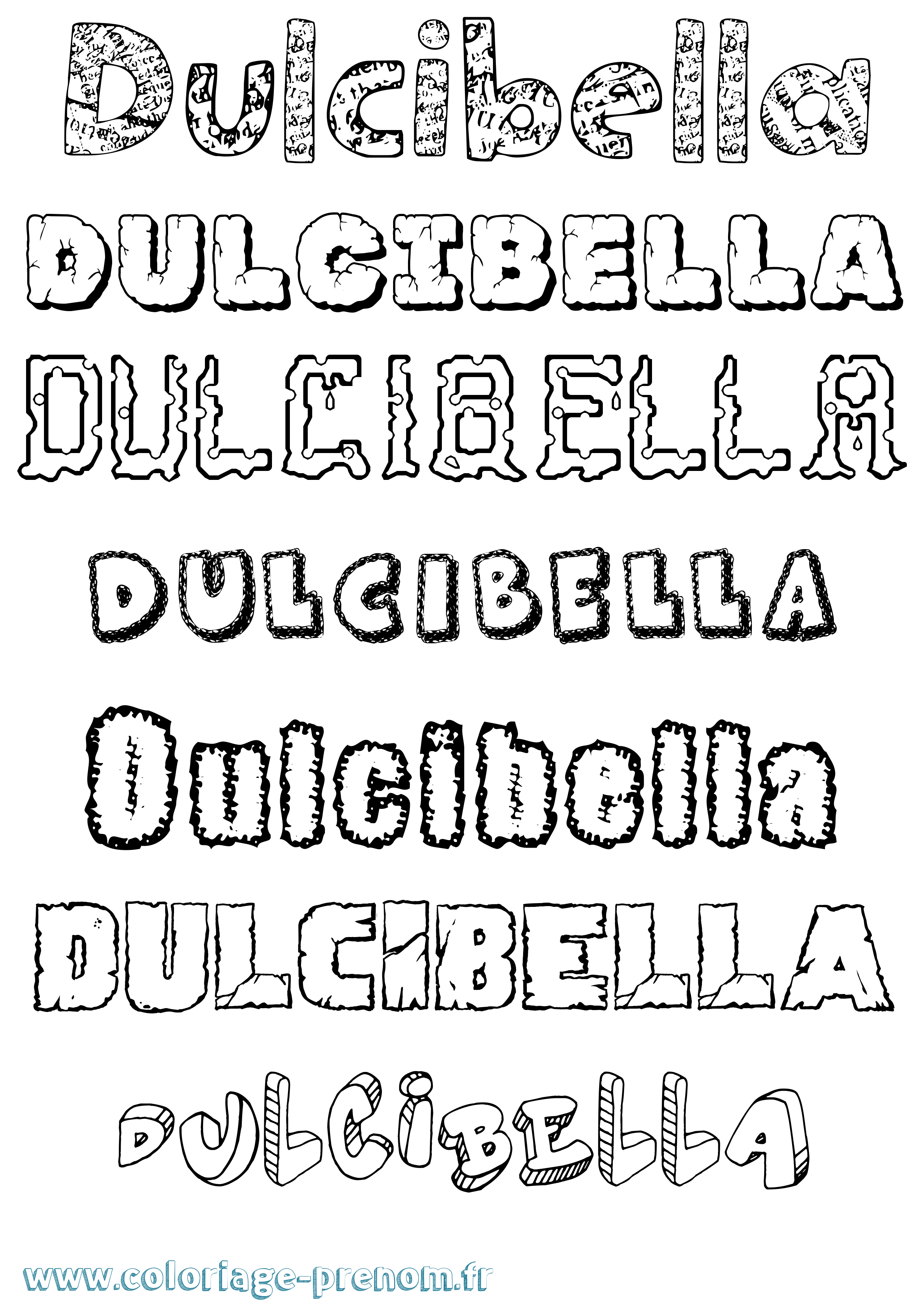 Coloriage Dulcibella Destructuré Coloriage prénom Dulcibella Destructuré