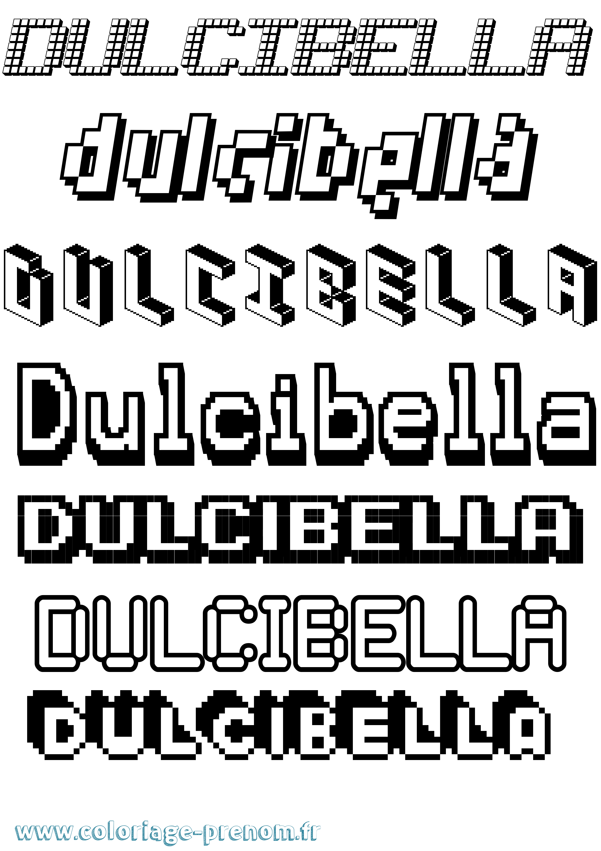 Coloriage Dulcibella Pixel Coloriage prénom Dulcibella Pixel