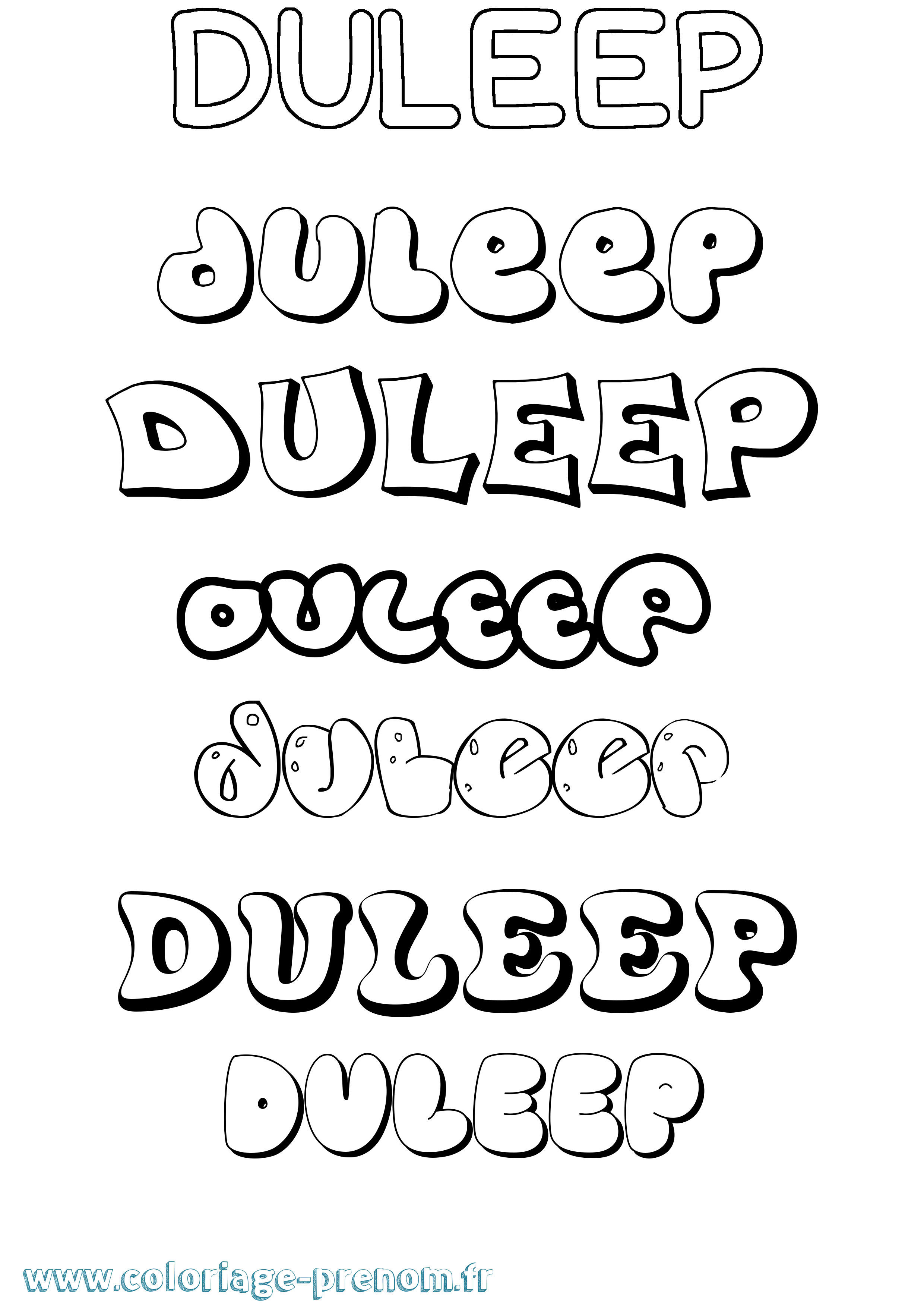 Coloriage Duleep Bubble Coloriage prénom Duleep Bubble