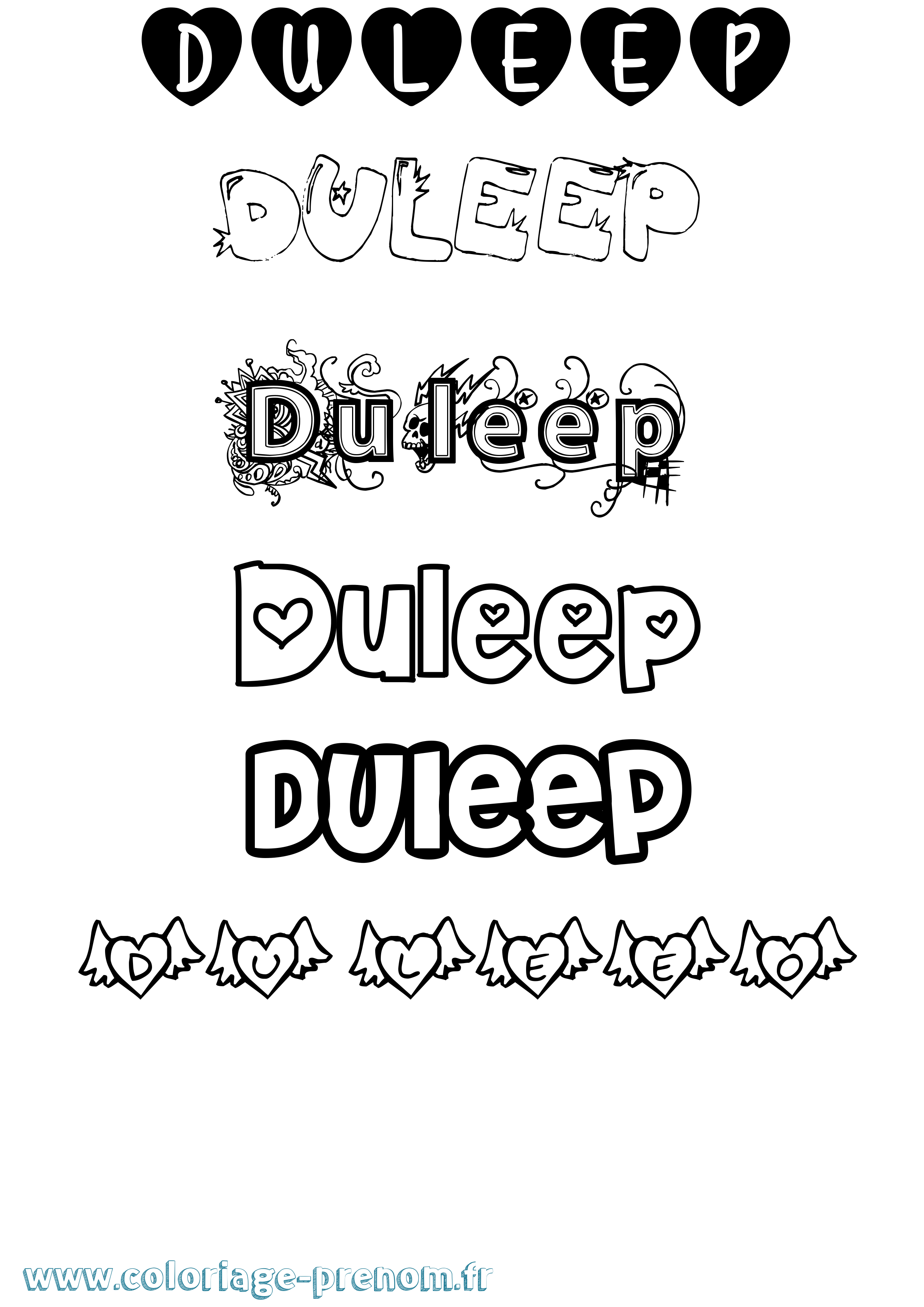 Coloriage Duleep Girly Coloriage prénom Duleep Girly