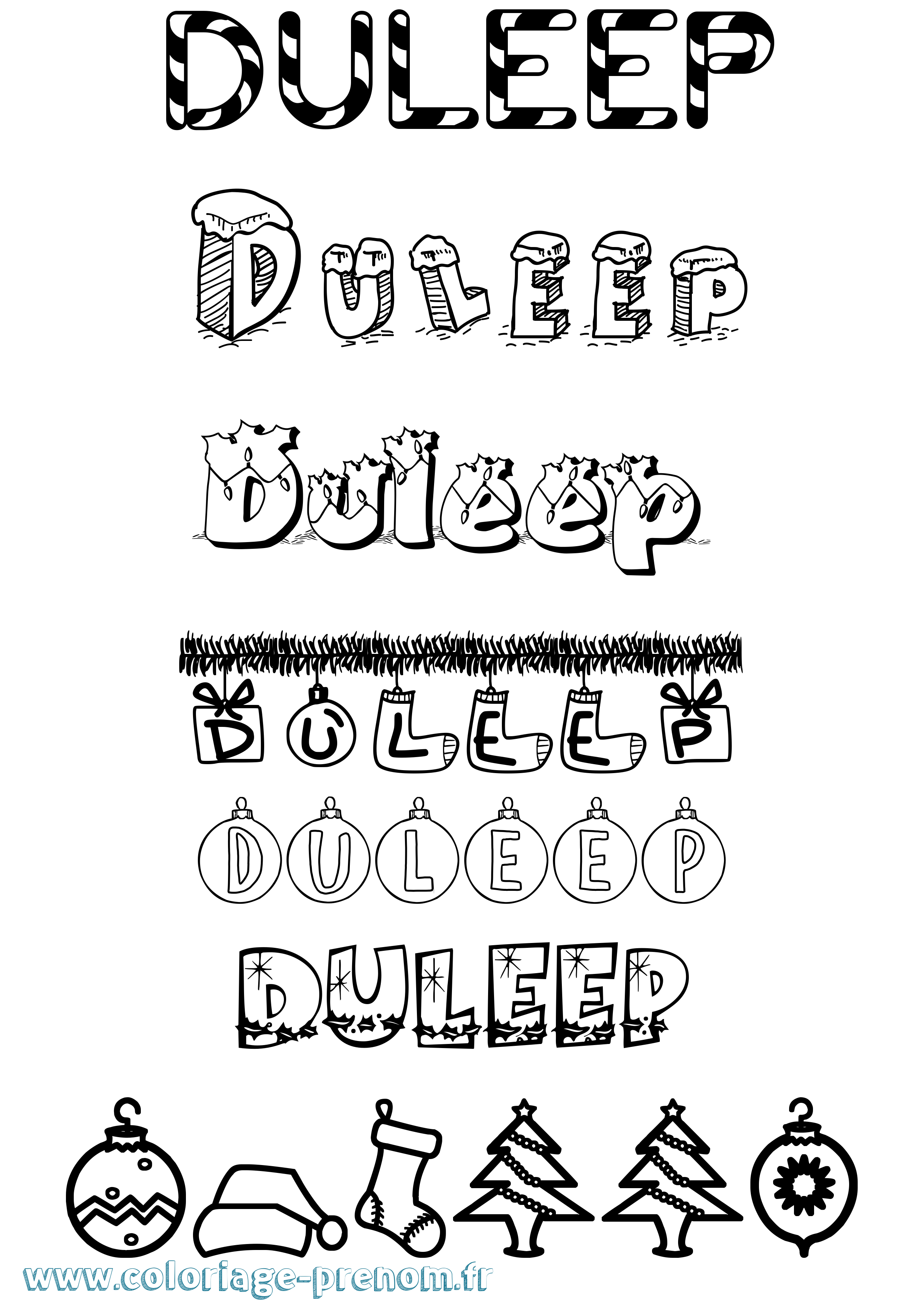 Coloriage Duleep Noël Coloriage prénom Duleep Noël