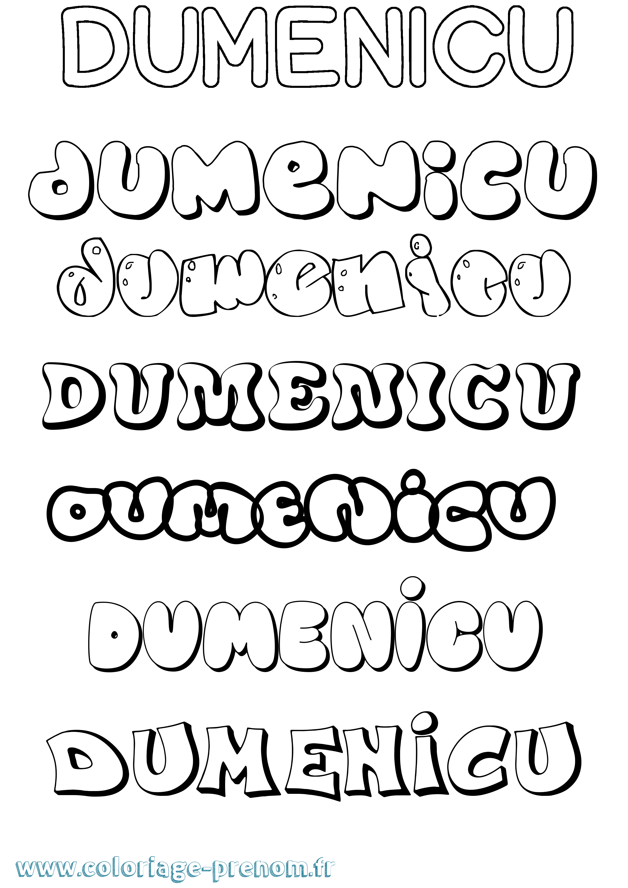 Coloriage Dumenicu Bubble Coloriage prénom Dumenicu Bubble