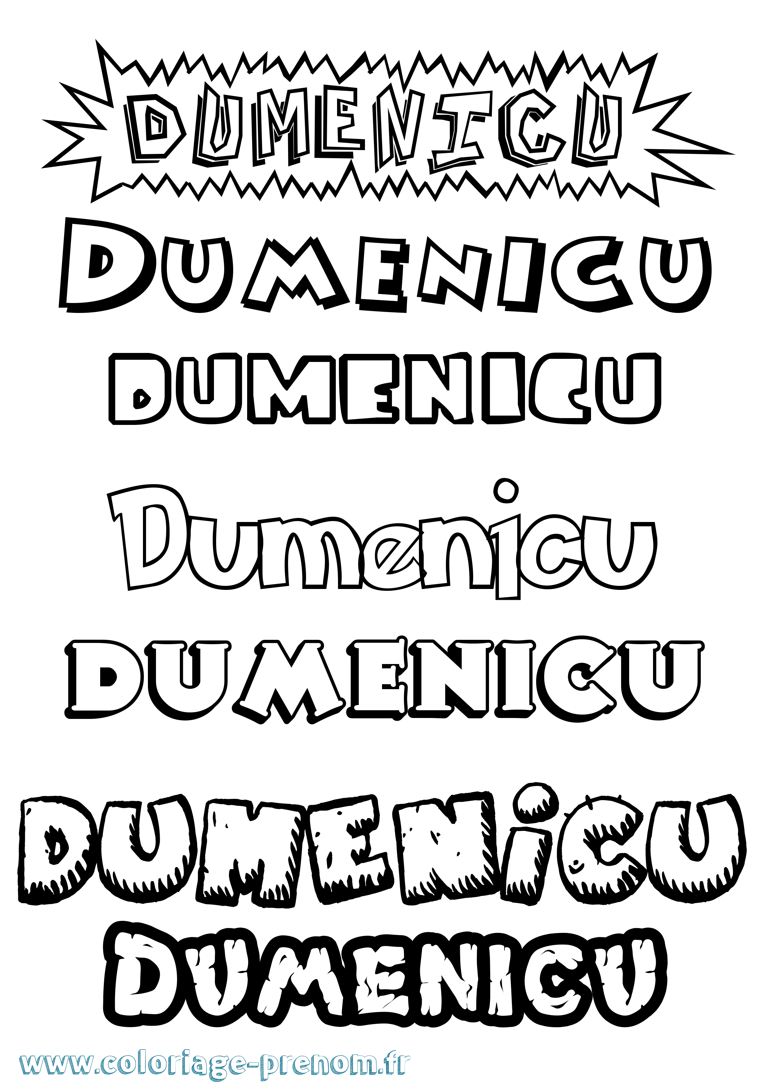 Coloriage Dumenicu Dessin Animé Coloriage prénom Dumenicu Dessin Animé