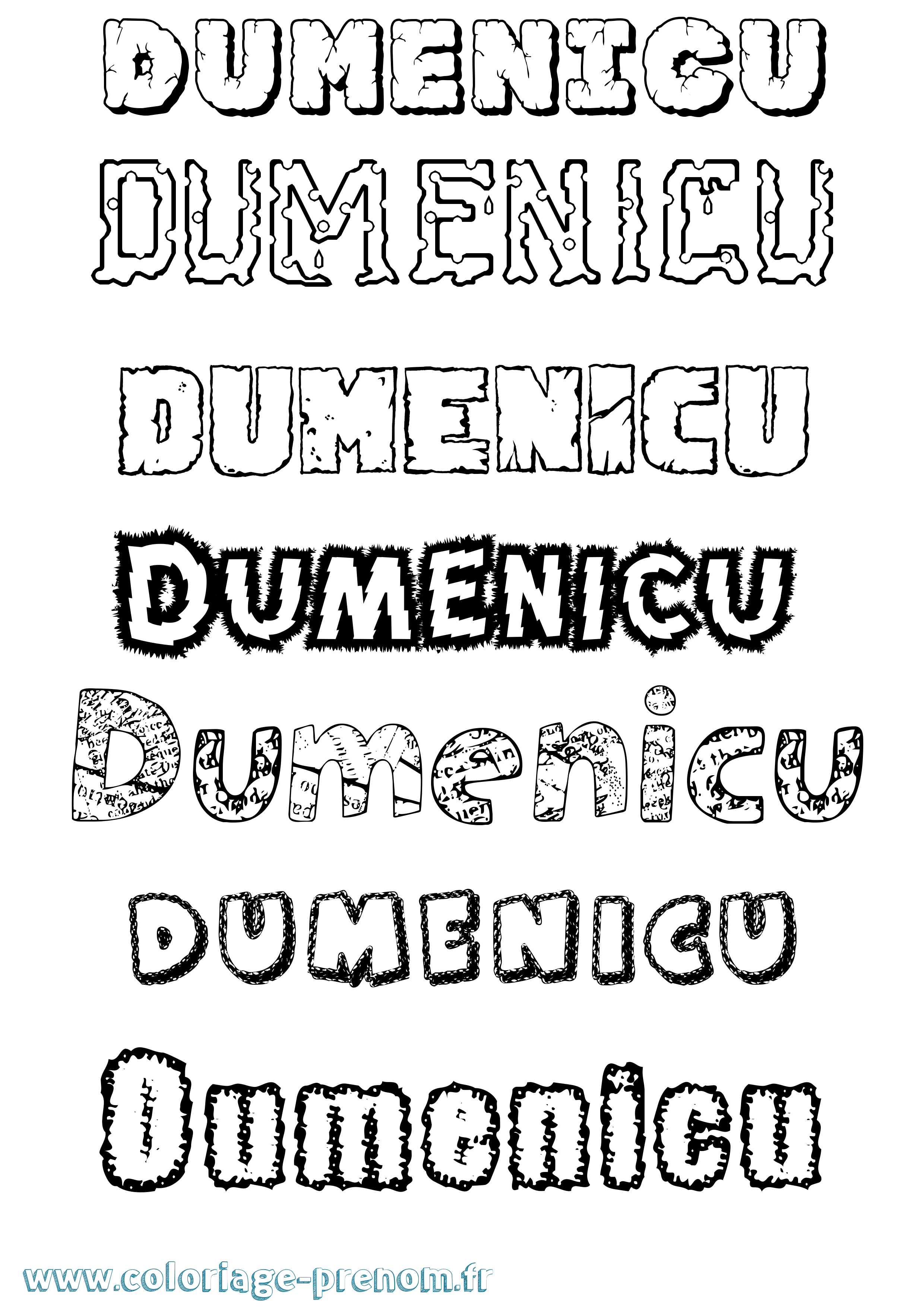 Coloriage Dumenicu Destructuré Coloriage prénom Dumenicu Destructuré