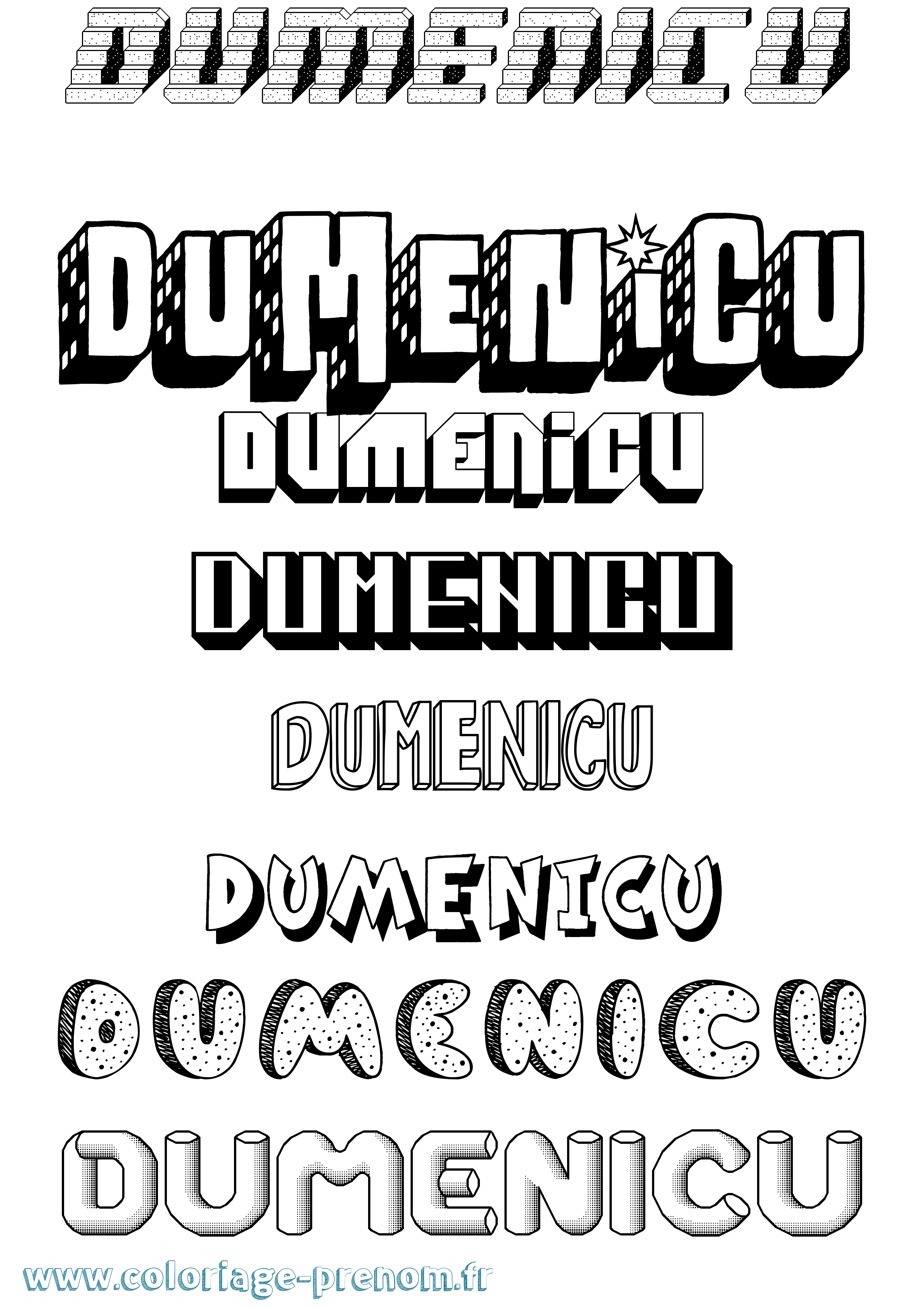 Coloriage Dumenicu Effet 3D Coloriage prénom Dumenicu Effet 3D