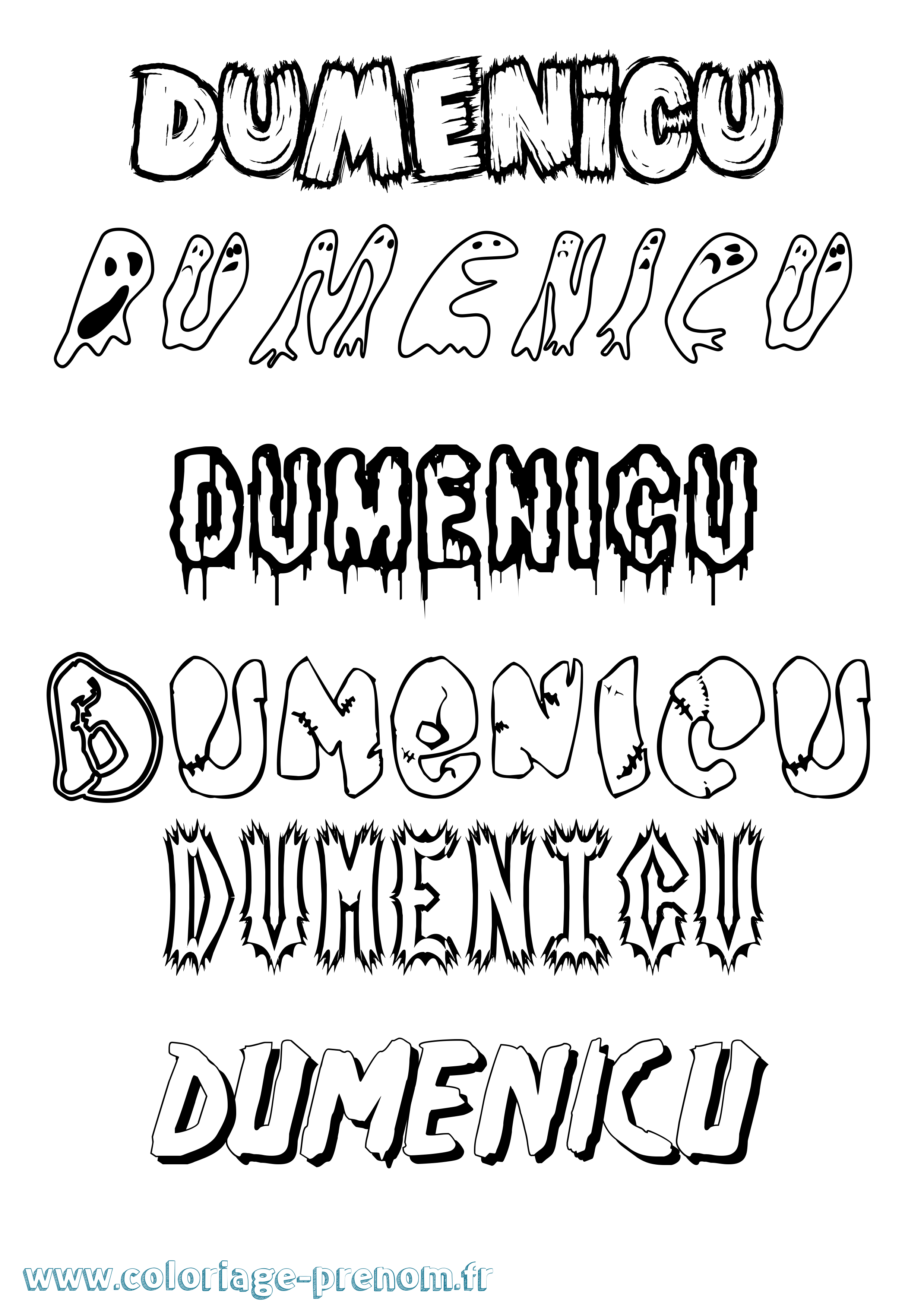 Coloriage Dumenicu Frisson Coloriage prénom Dumenicu Frisson