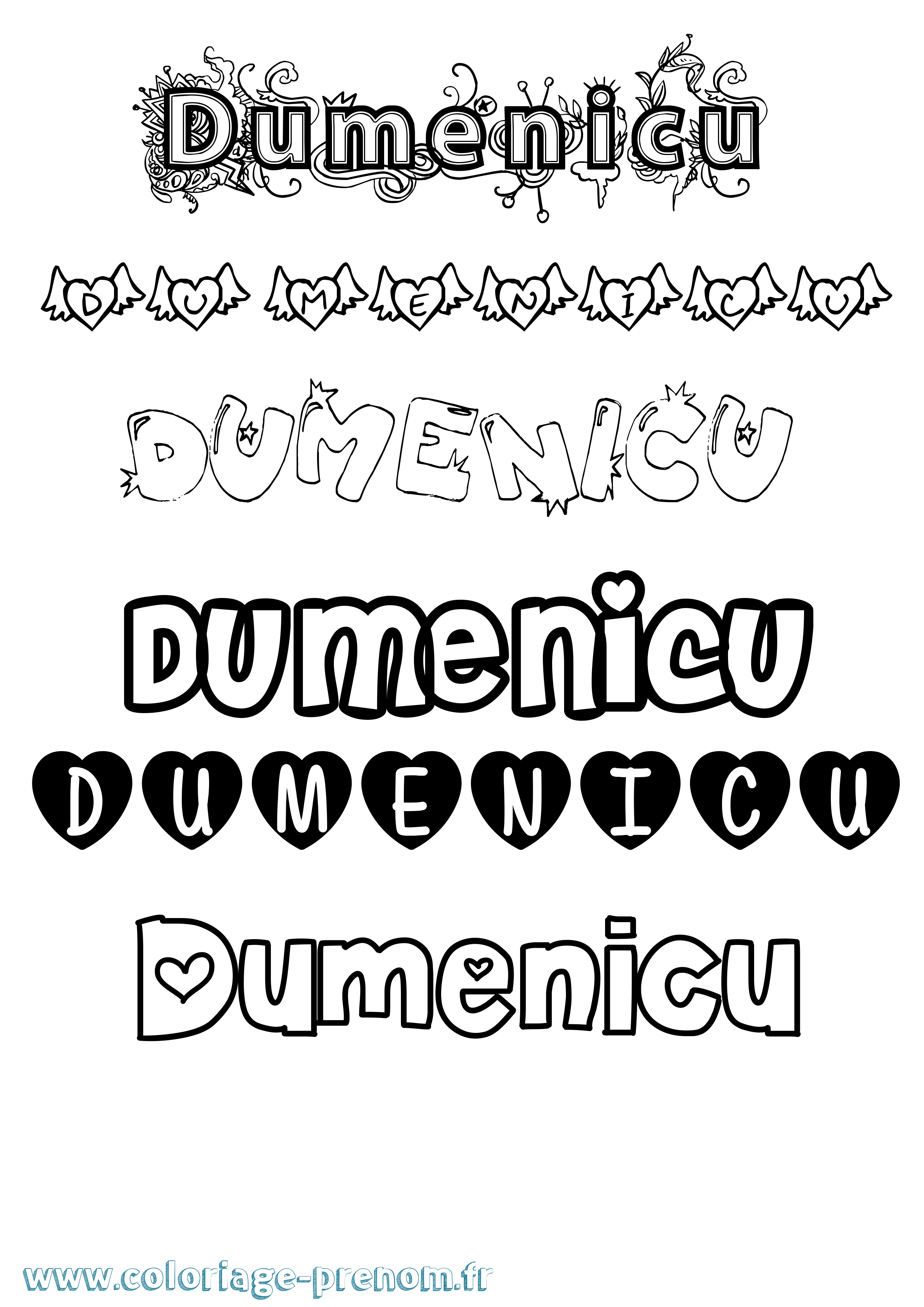 Coloriage Dumenicu Girly Coloriage prénom Dumenicu Girly