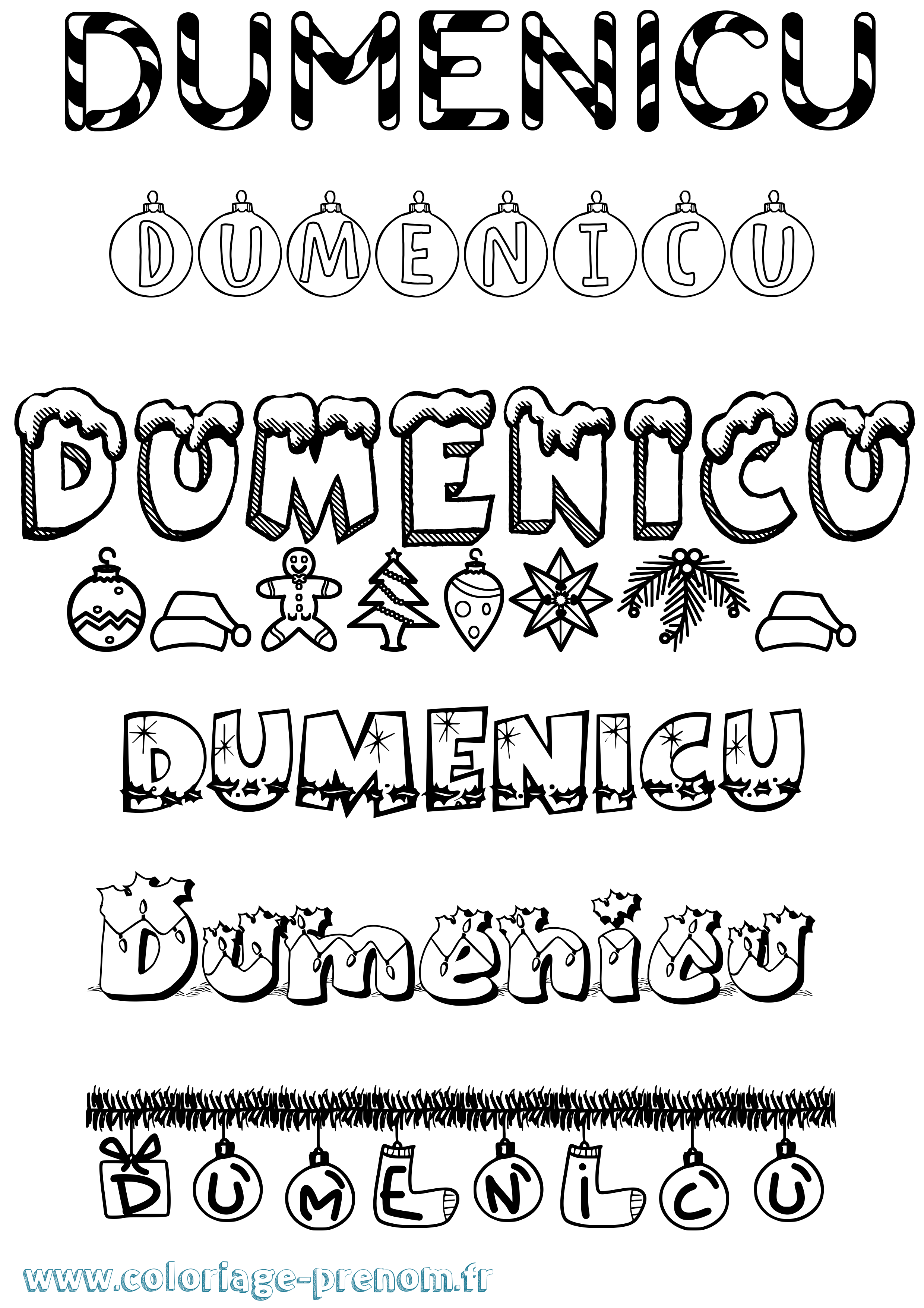Coloriage Dumenicu Noël Coloriage prénom Dumenicu Noël