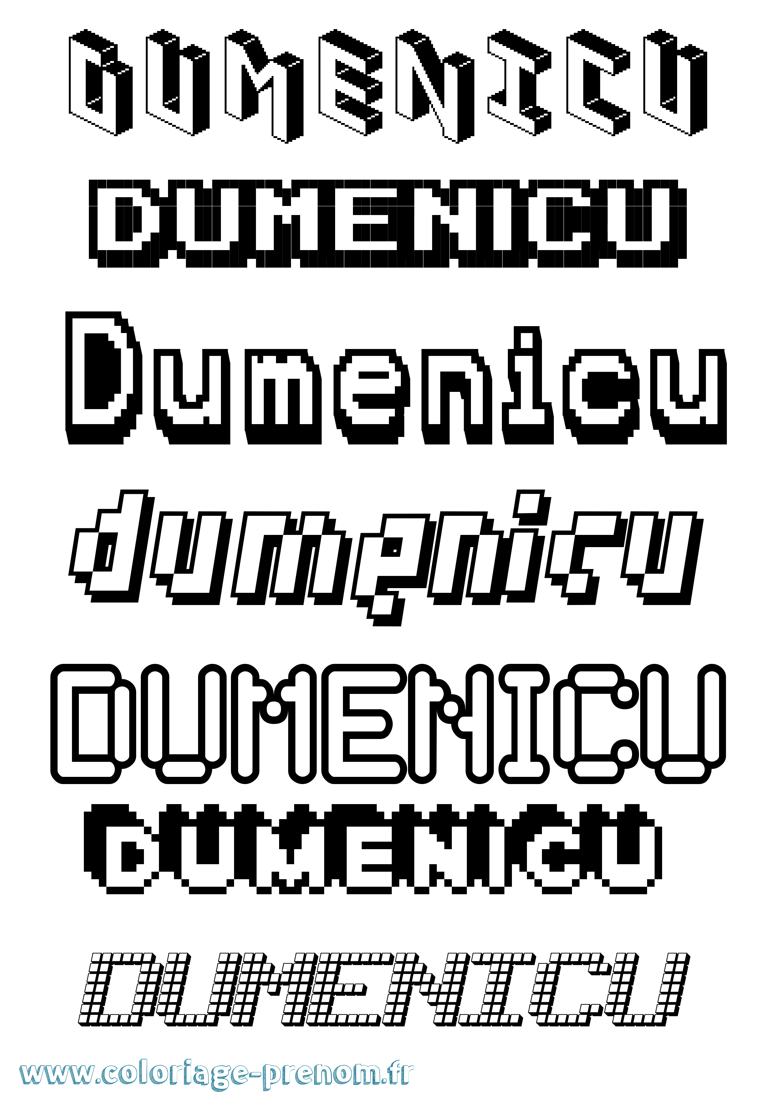 Coloriage Dumenicu Pixel Coloriage prénom Dumenicu Pixel