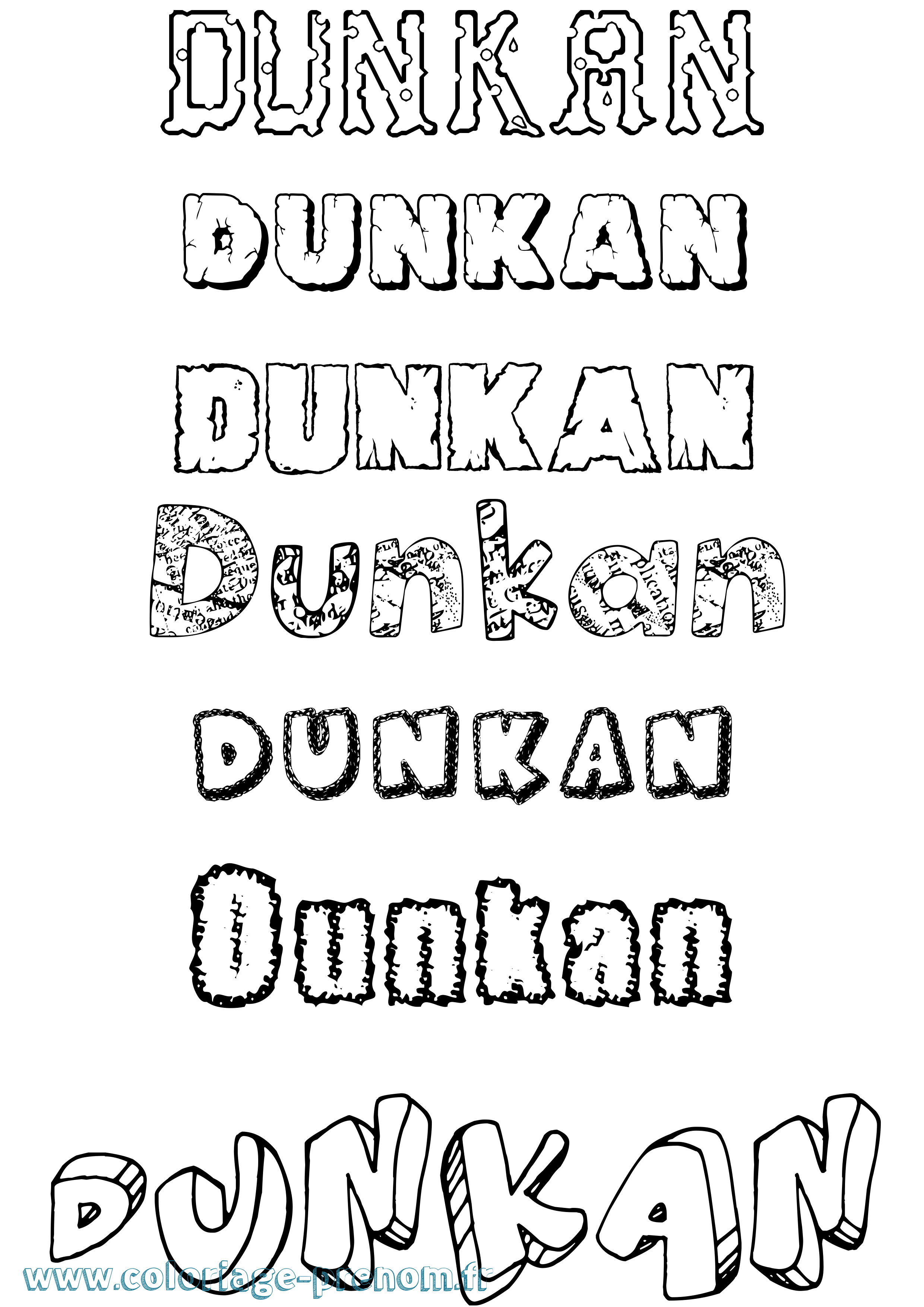 Coloriage Dunkan Destructuré Coloriage prénom Dunkan Destructuré