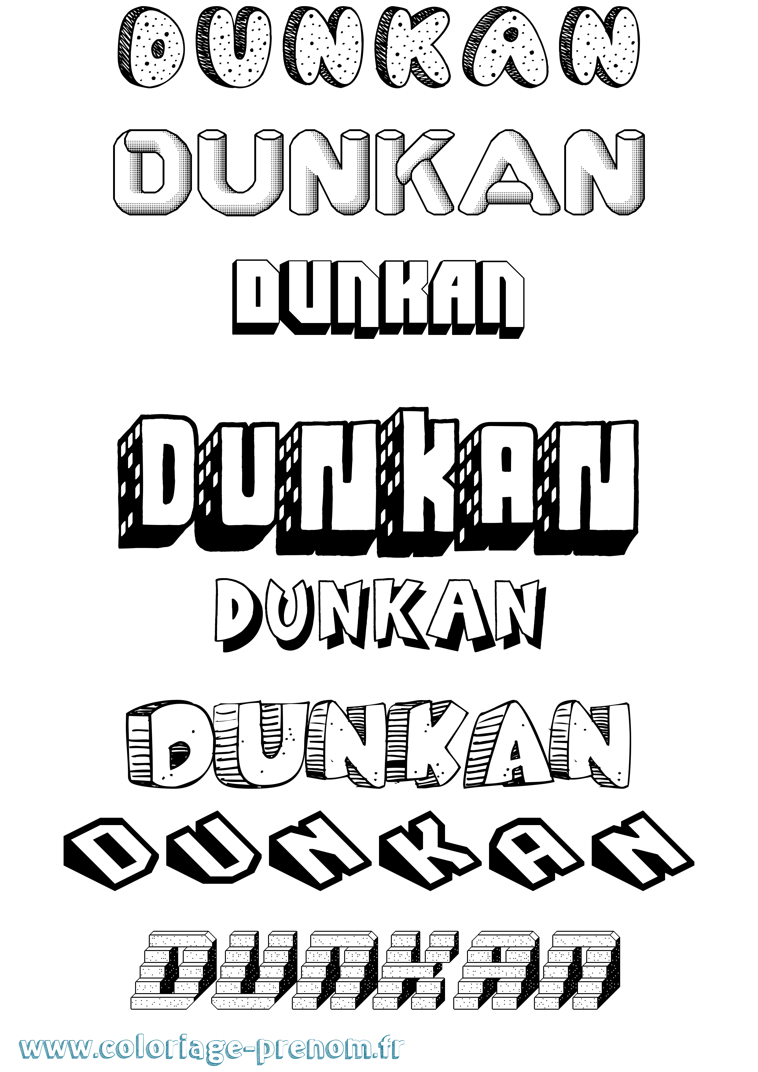 Coloriage Dunkan Effet 3D Coloriage prénom Dunkan Effet 3D
