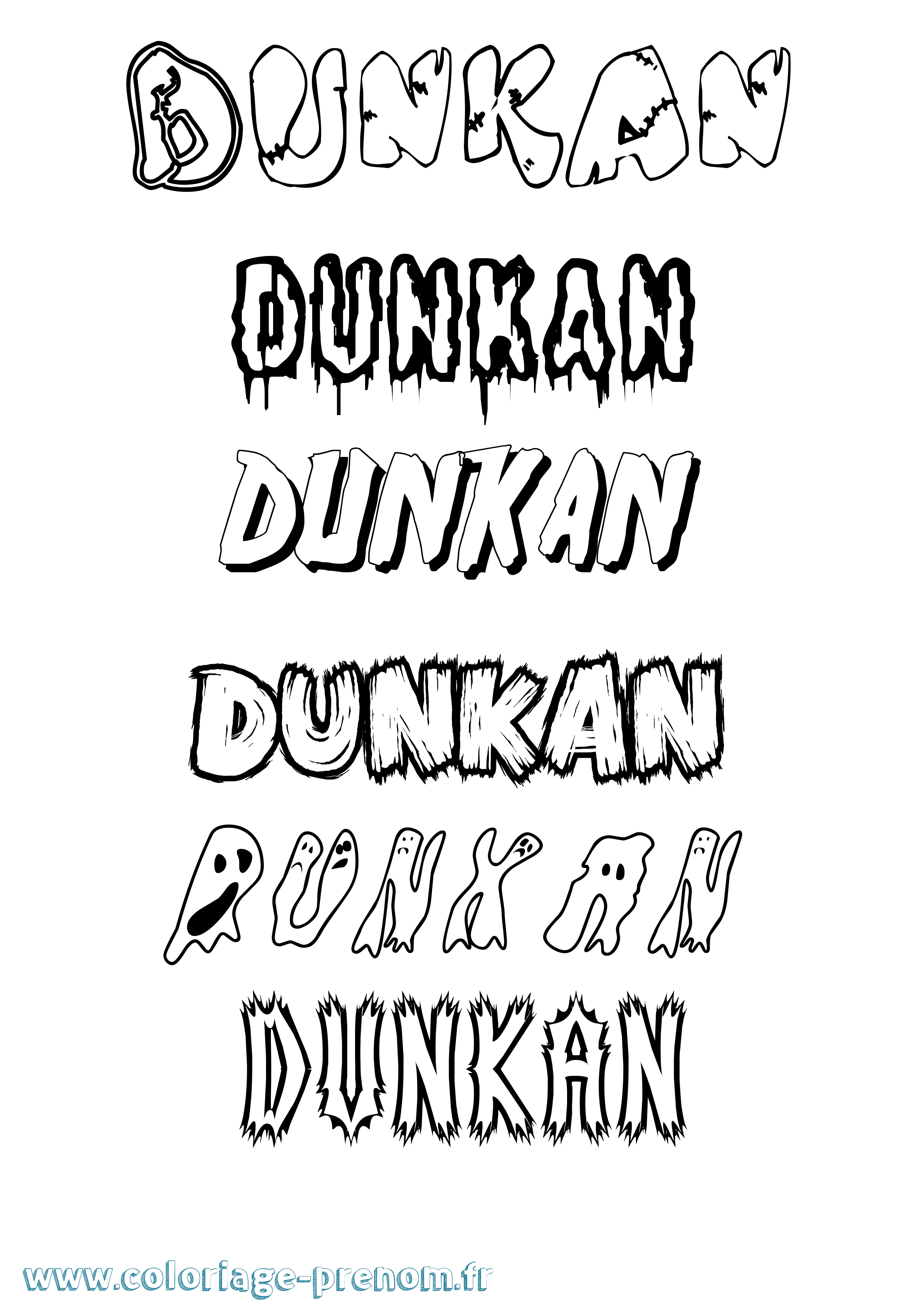 Coloriage Dunkan Frisson Coloriage prénom Dunkan Frisson