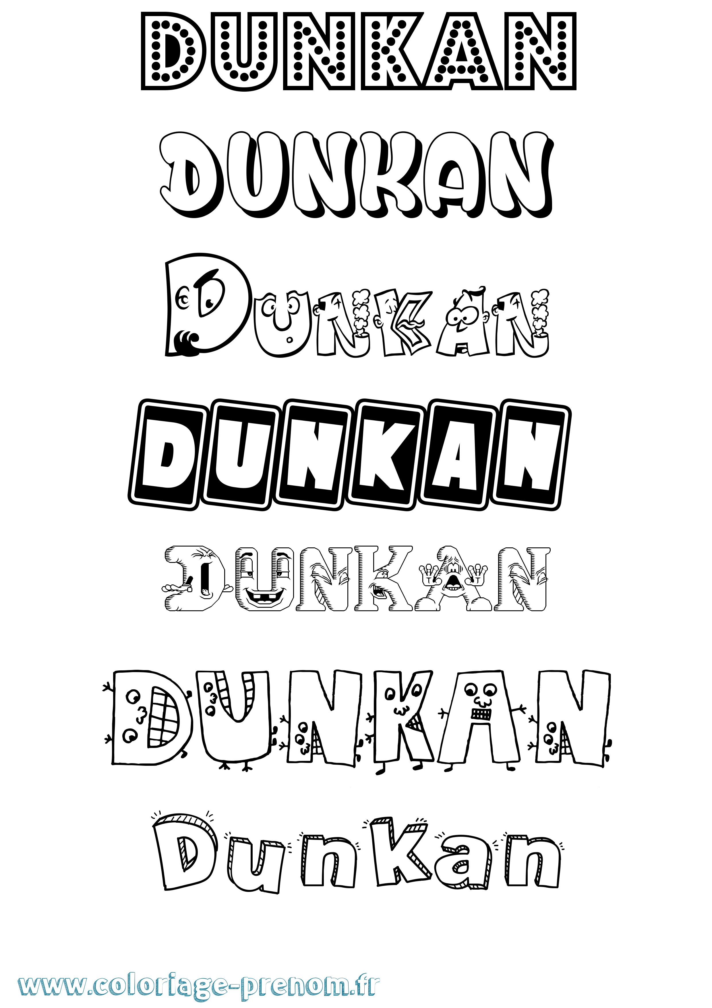 Coloriage Dunkan Fun Coloriage prénom Dunkan Fun