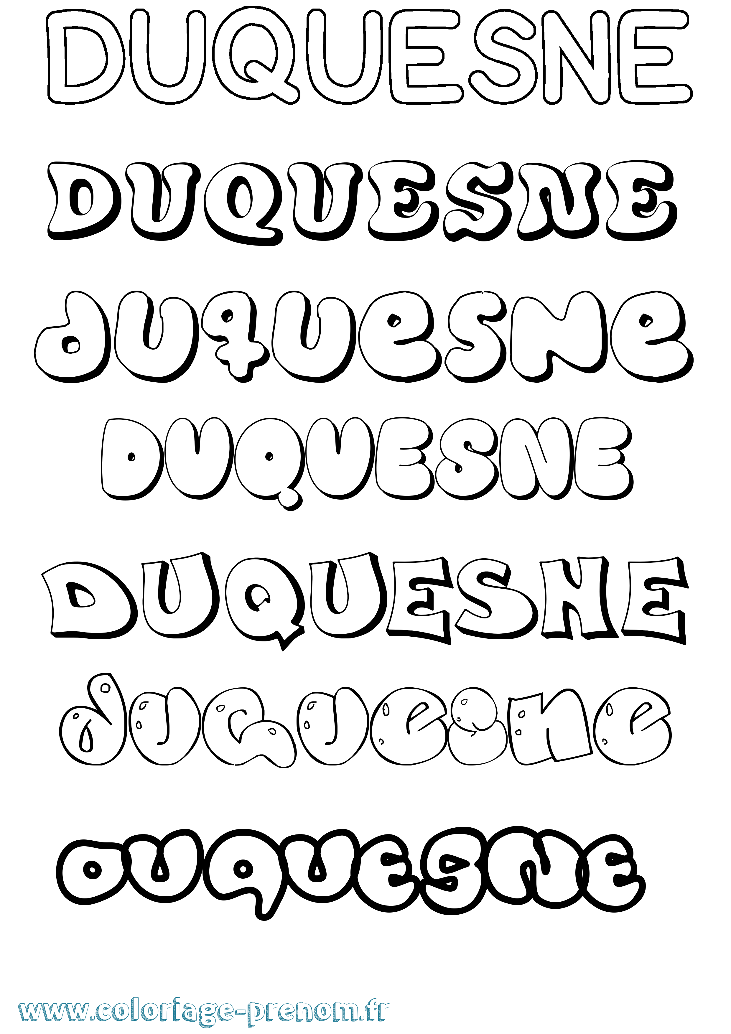 Coloriage Duquesne Bubble Coloriage prénom Duquesne Bubble