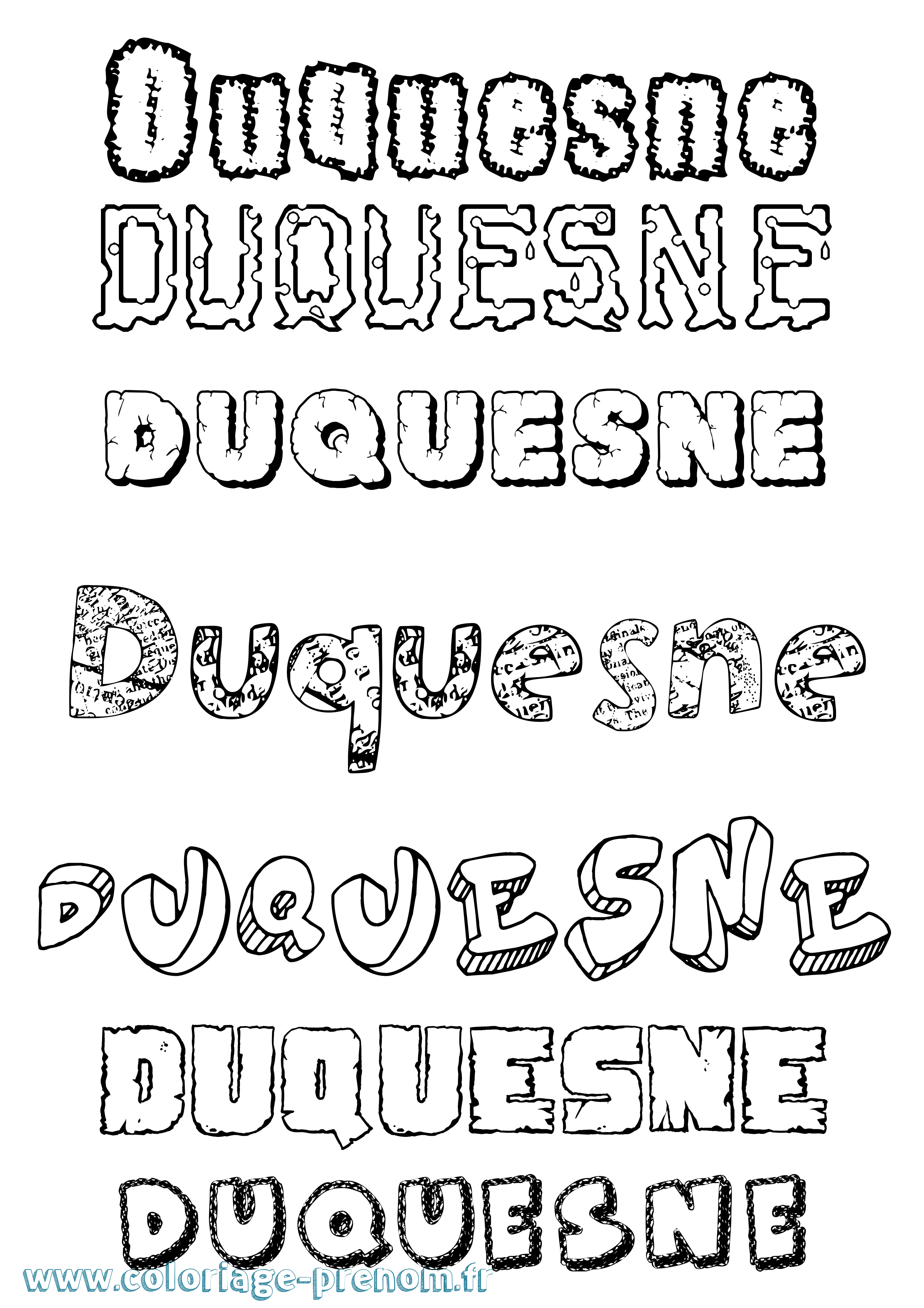 Coloriage Duquesne Destructuré Coloriage prénom Duquesne Destructuré