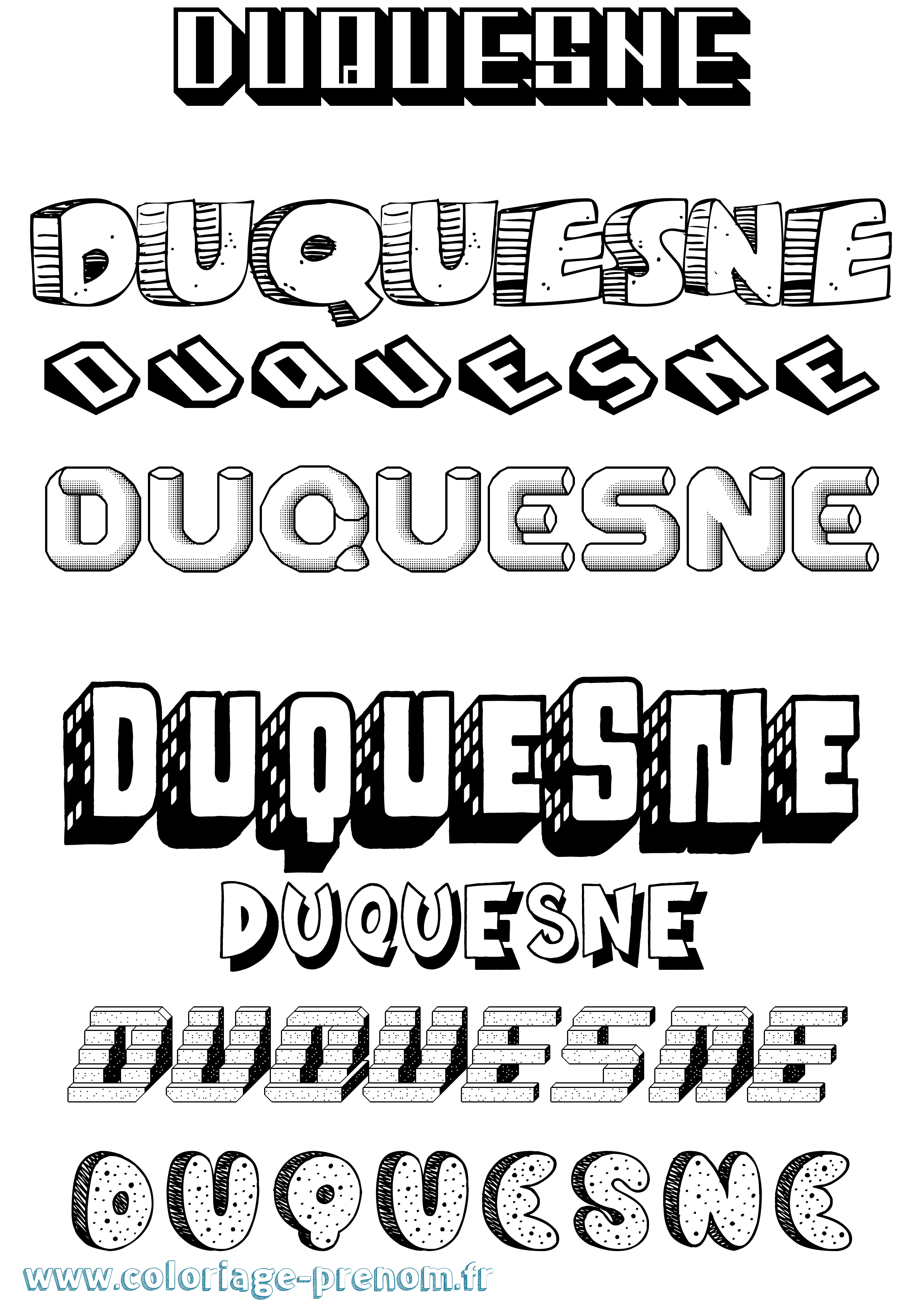 Coloriage Duquesne Effet 3D Coloriage prénom Duquesne Effet 3D