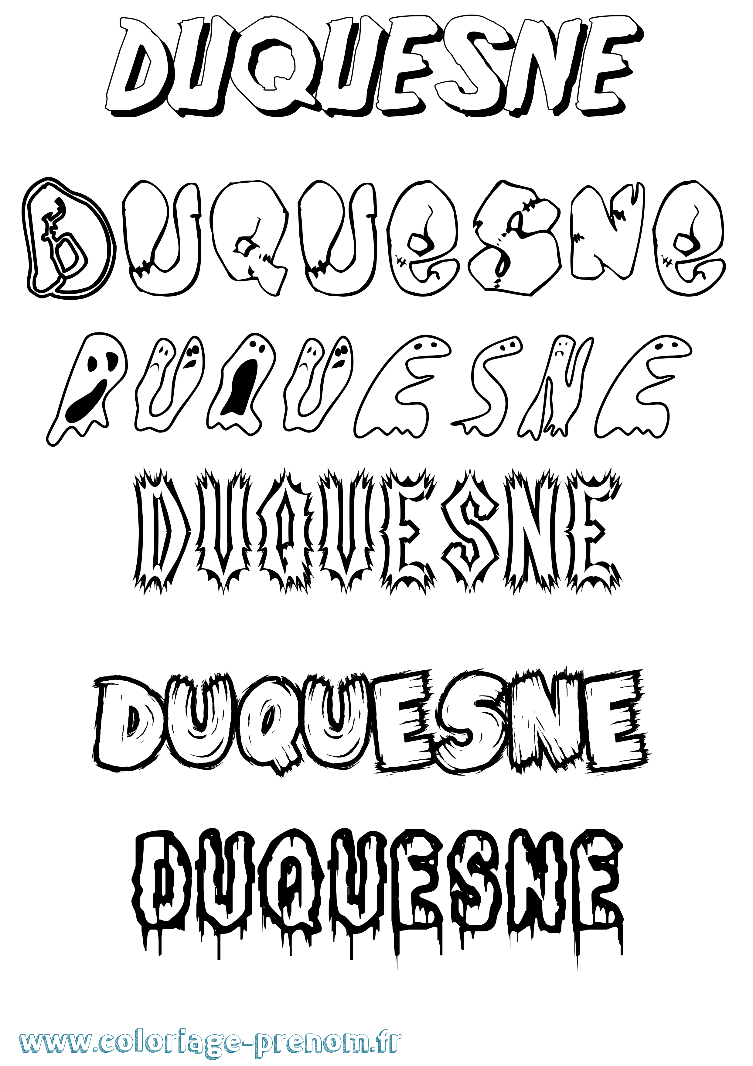 Coloriage Duquesne Frisson Coloriage prénom Duquesne Frisson