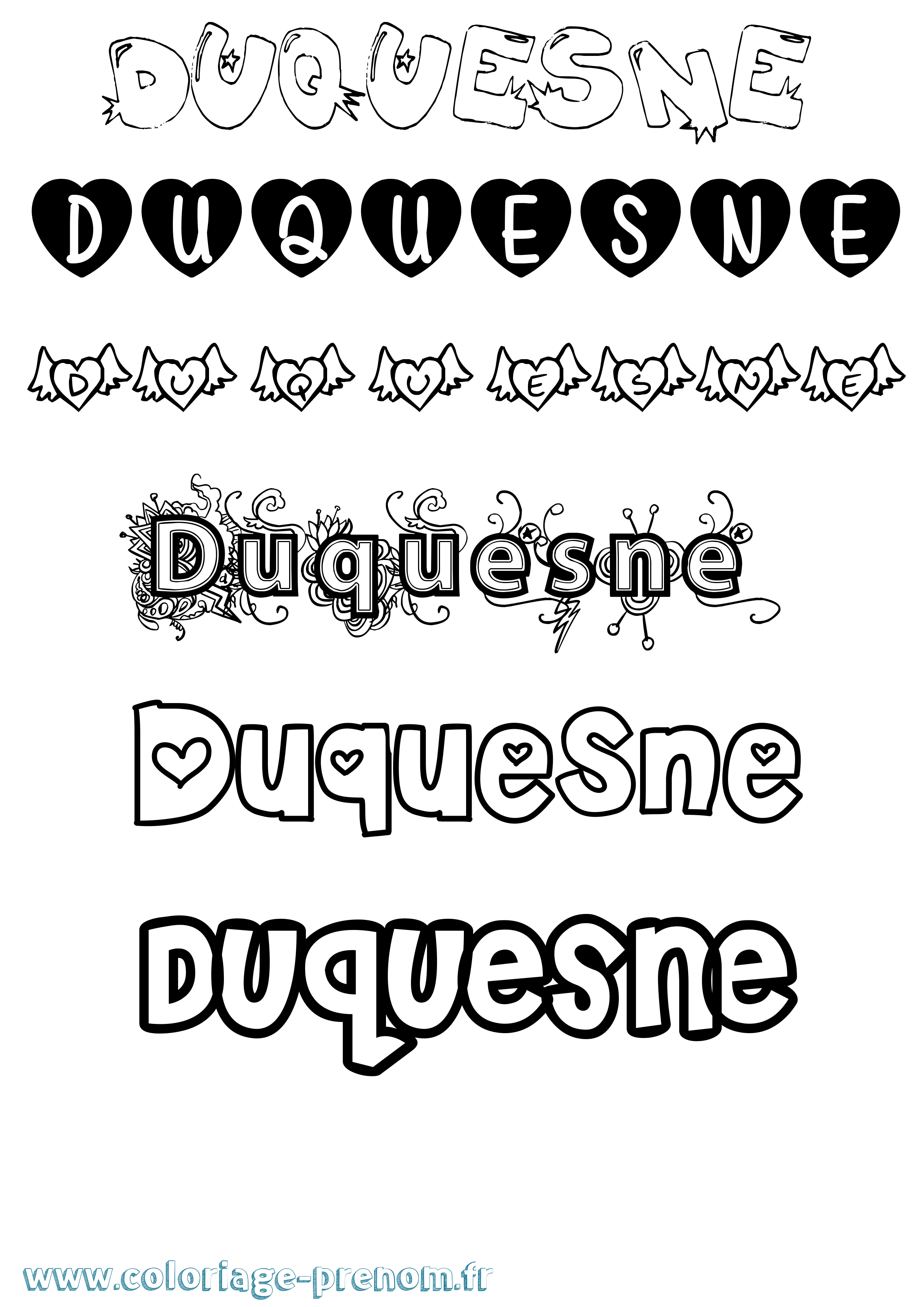 Coloriage Duquesne Girly Coloriage prénom Duquesne Girly