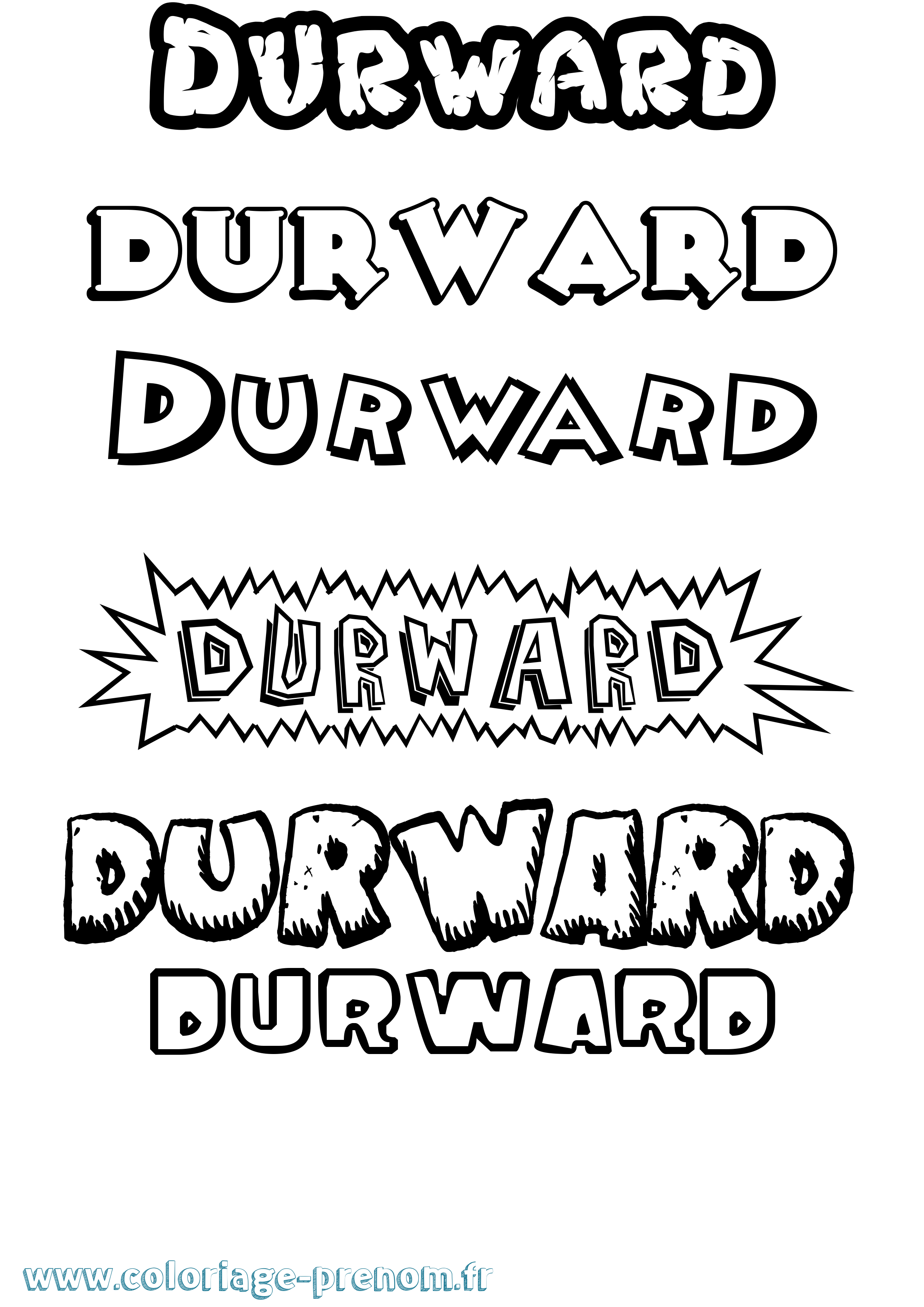 Coloriage Durward Dessin Animé Coloriage prénom Durward Dessin Animé