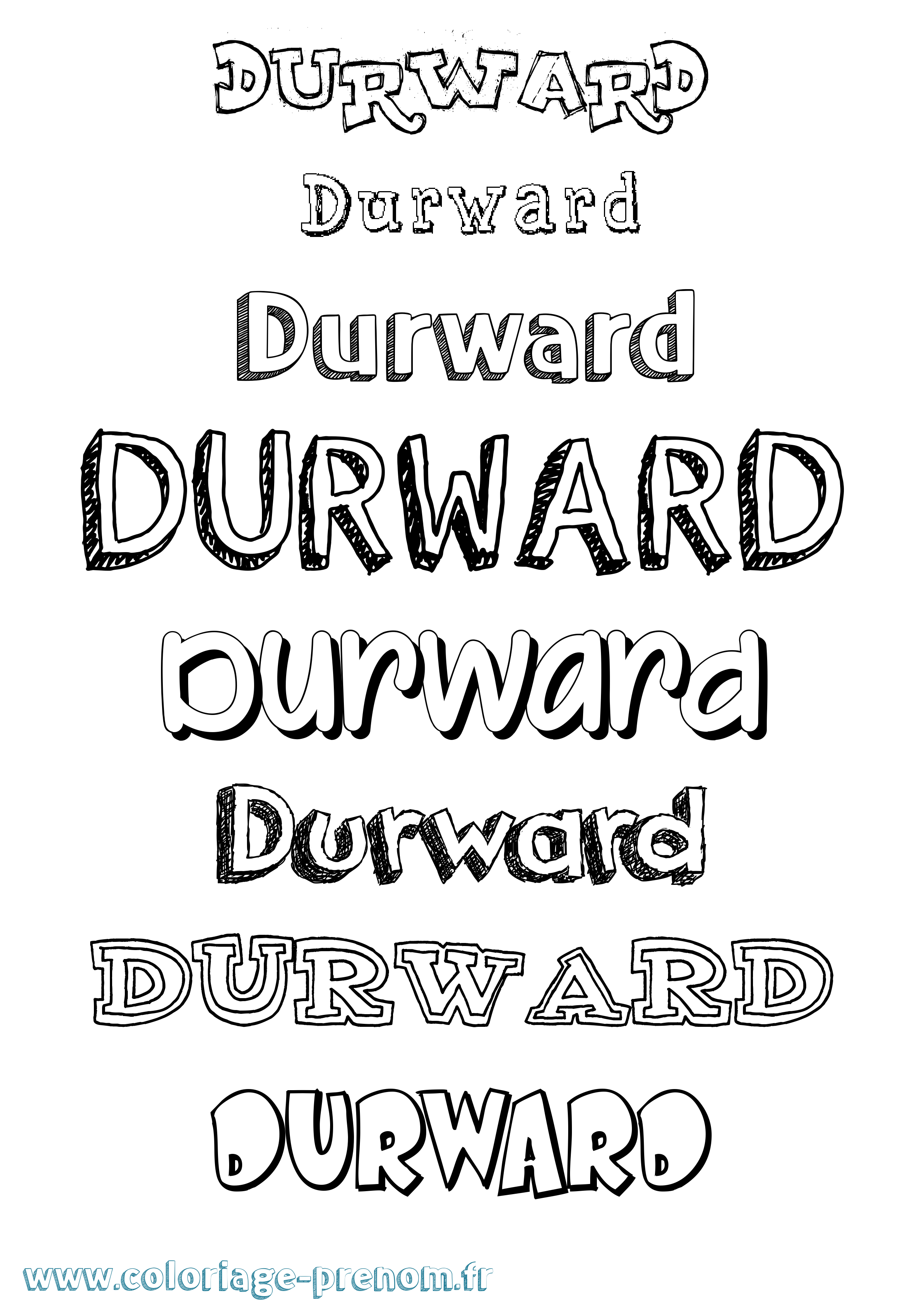Coloriage Durward Dessiné Coloriage prénom Durward Dessiné