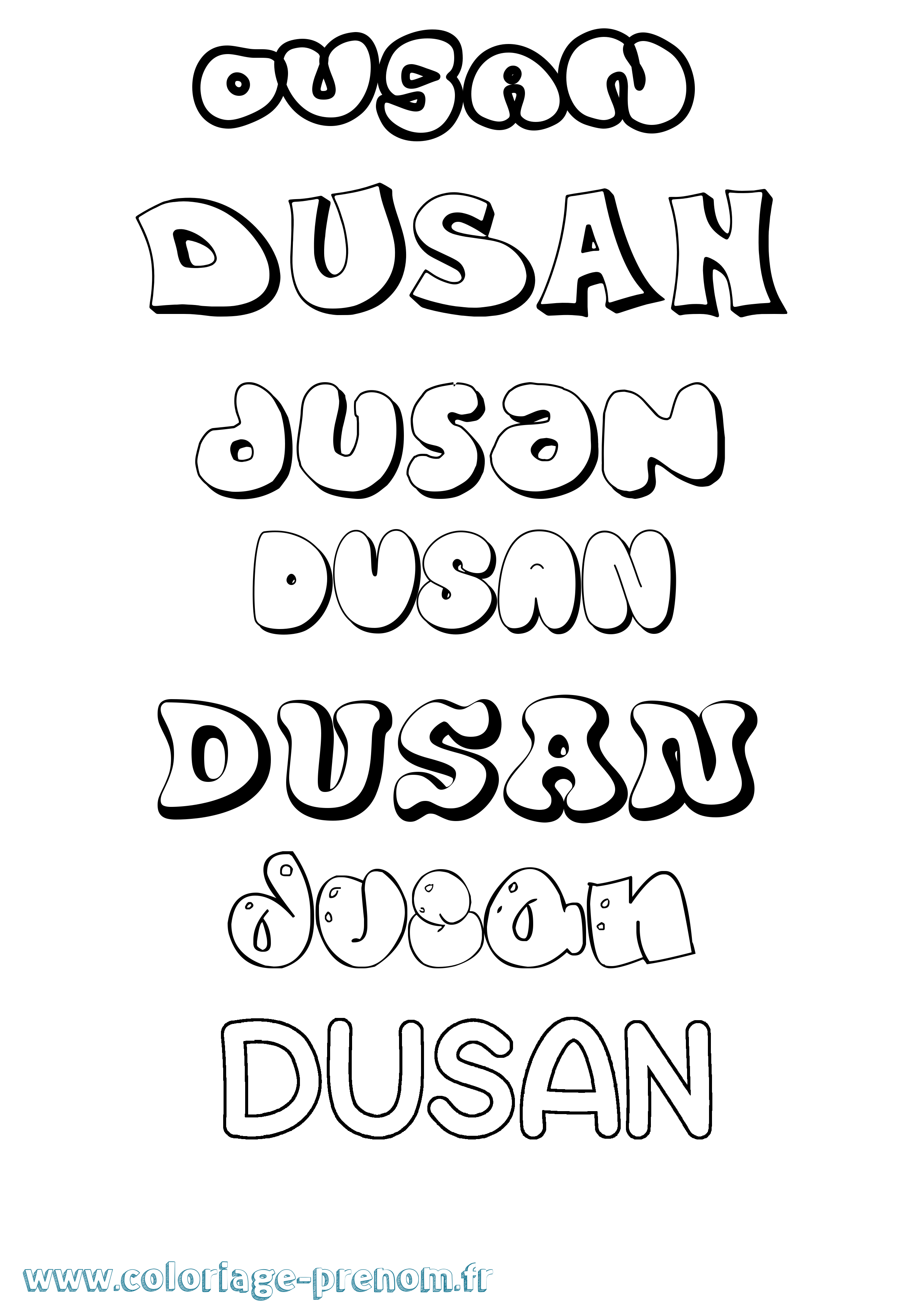 Coloriage Dusan Bubble Coloriage prénom Dusan Bubble