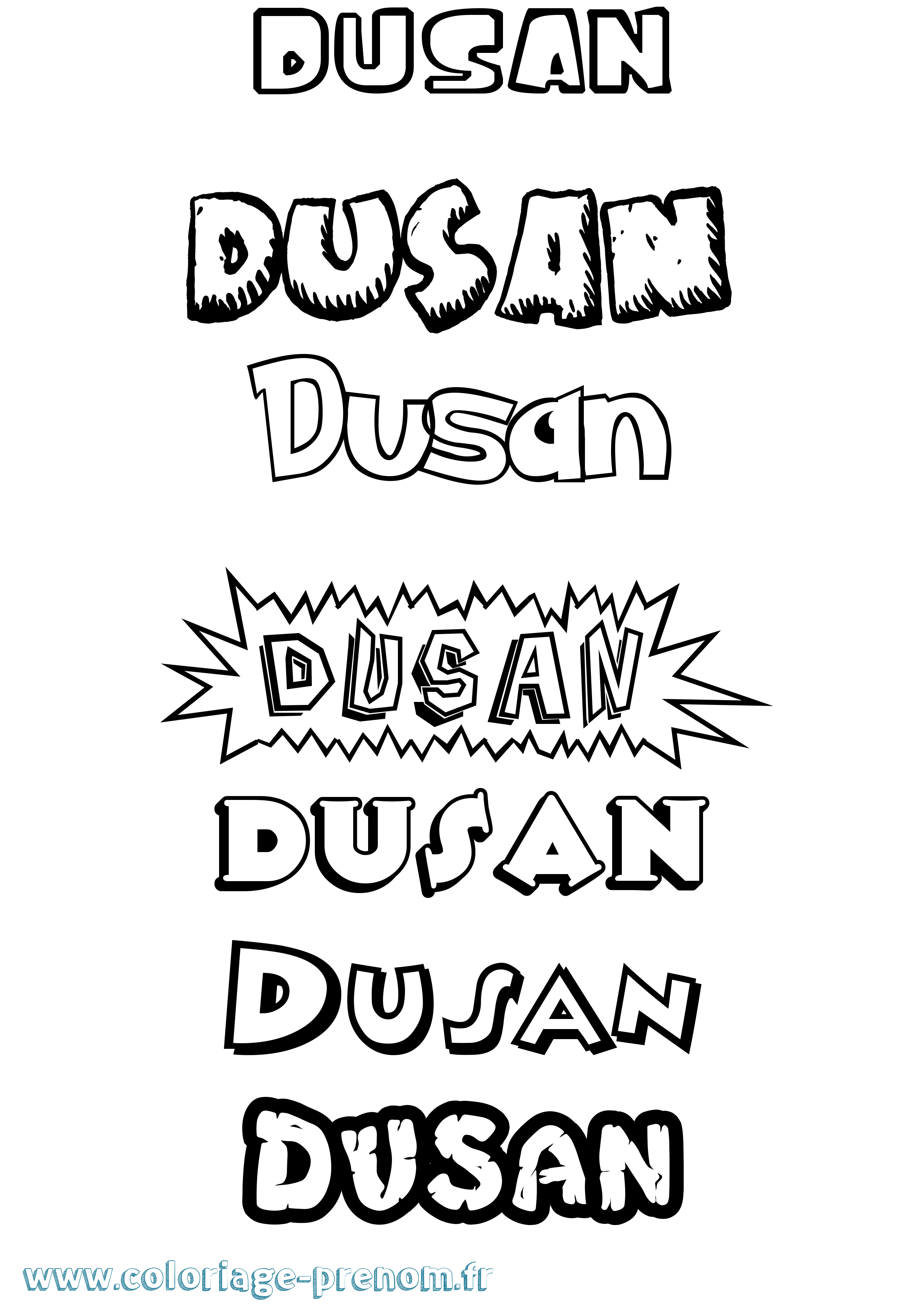 Coloriage Dusan Dessin Animé Coloriage prénom Dusan Dessin Animé