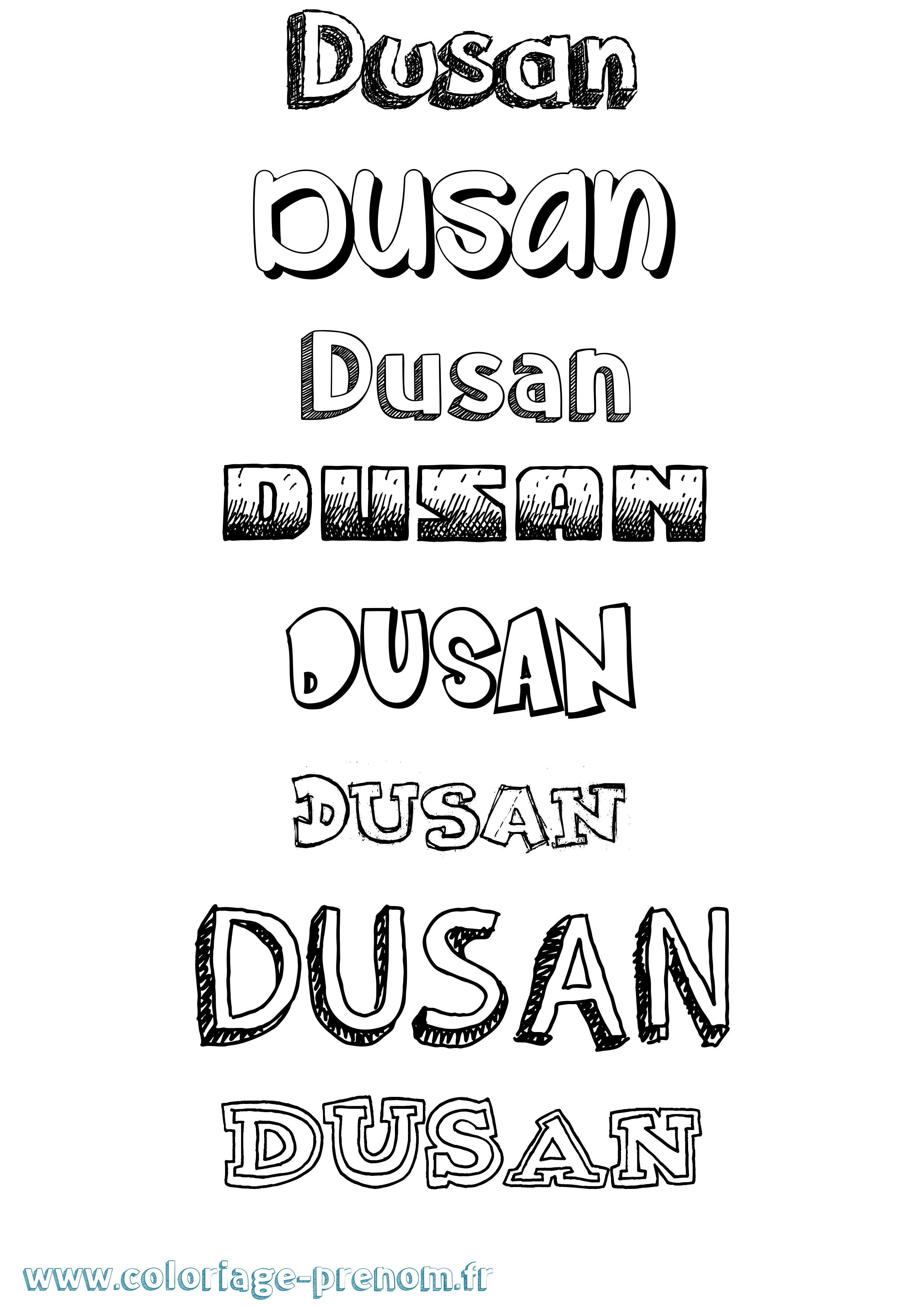 Coloriage Dusan Dessiné Coloriage prénom Dusan Dessiné