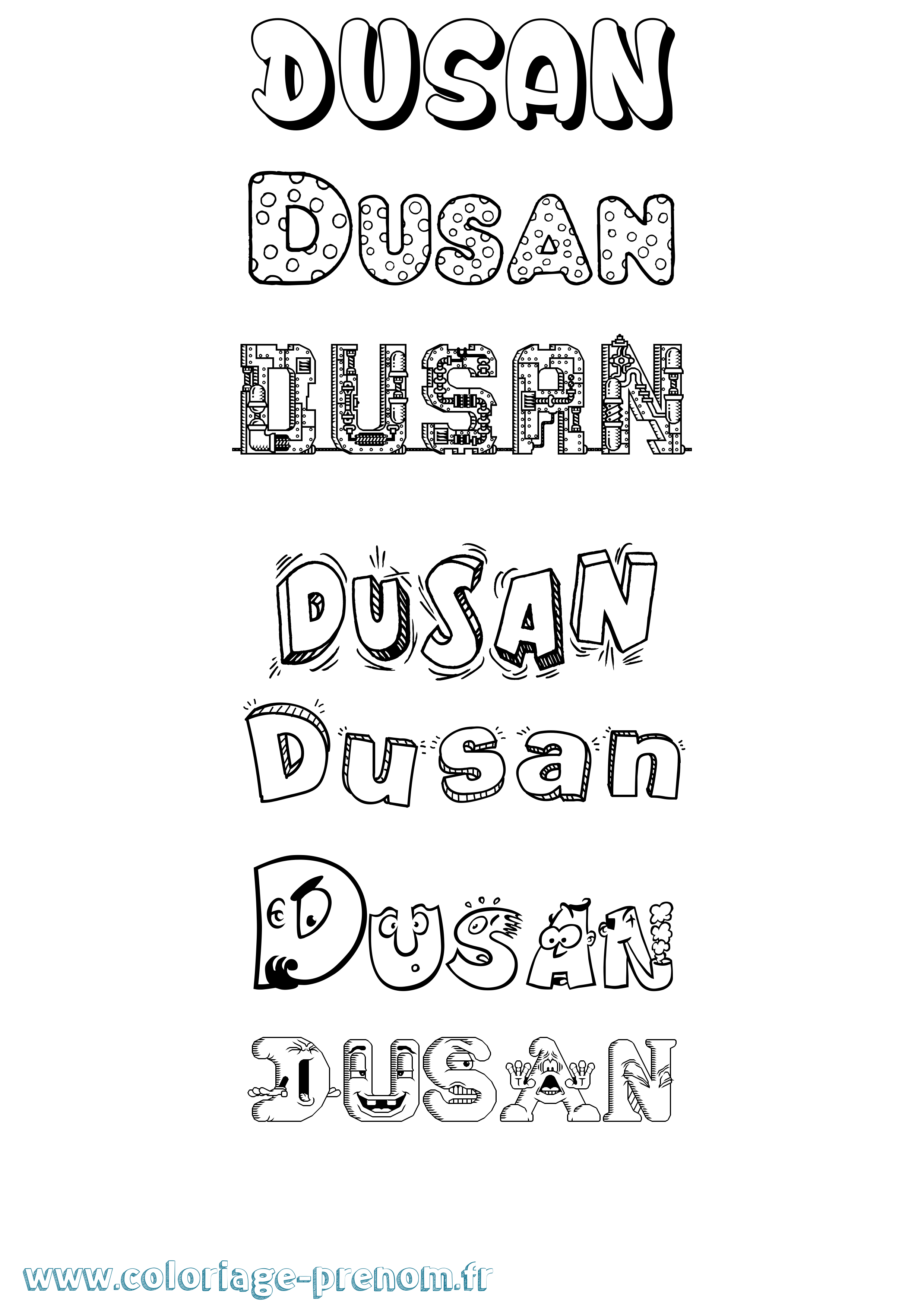 Coloriage Dusan Fun Coloriage prénom Dusan Fun