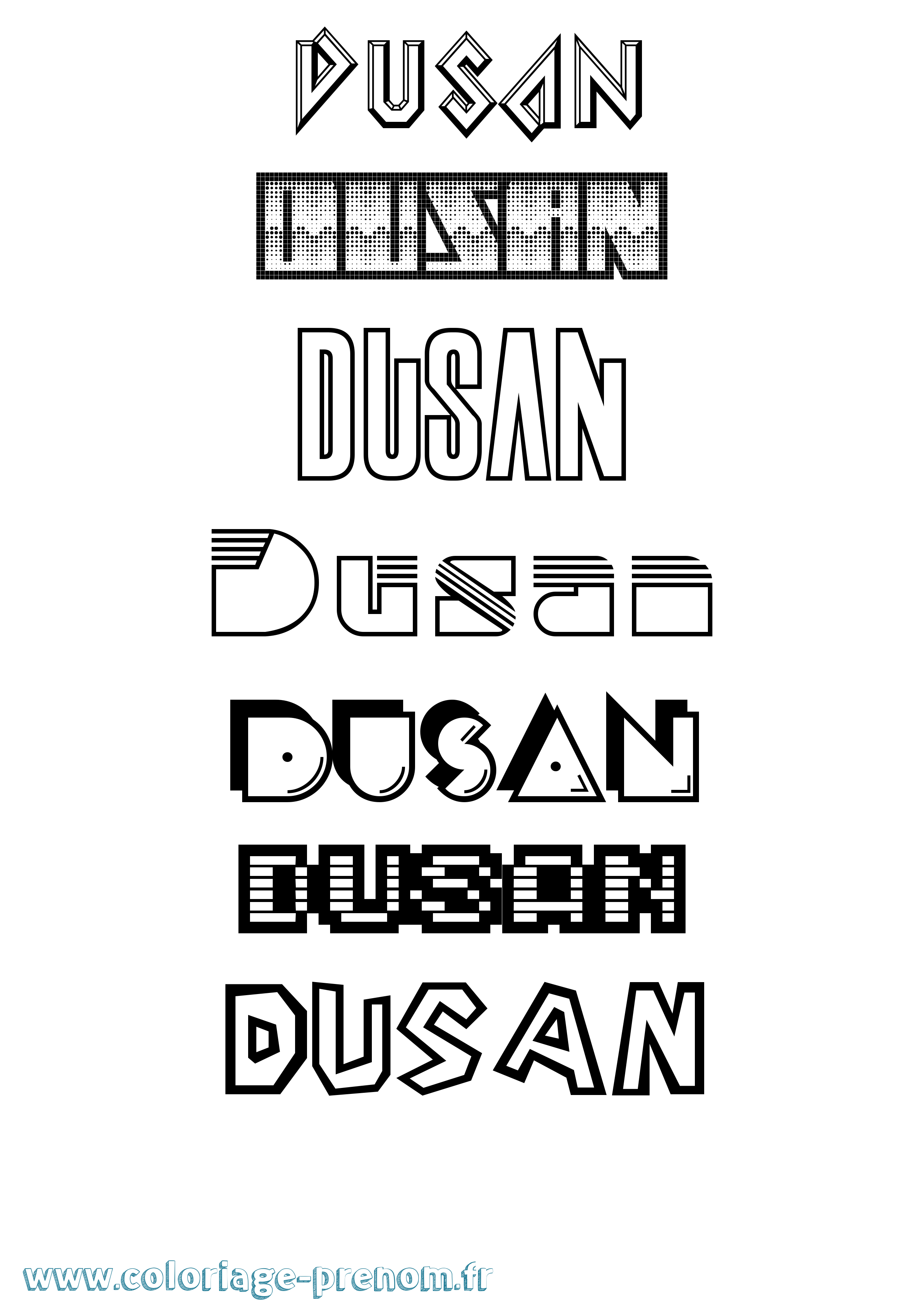 Coloriage Dusan Jeux Vidéos Coloriage prénom Dusan Jeux Vidéos