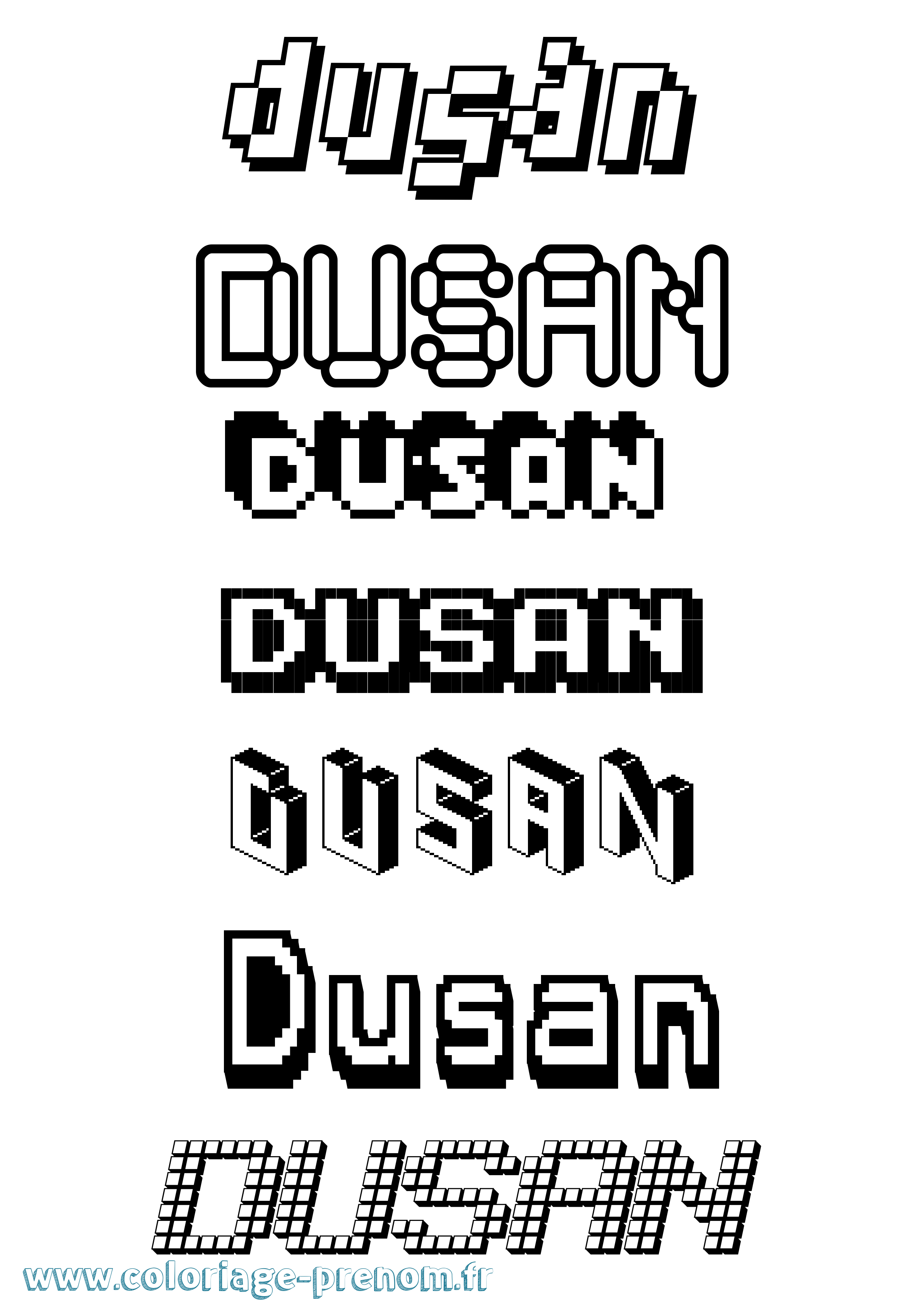 Coloriage Dusan Pixel Coloriage prénom Dusan Pixel