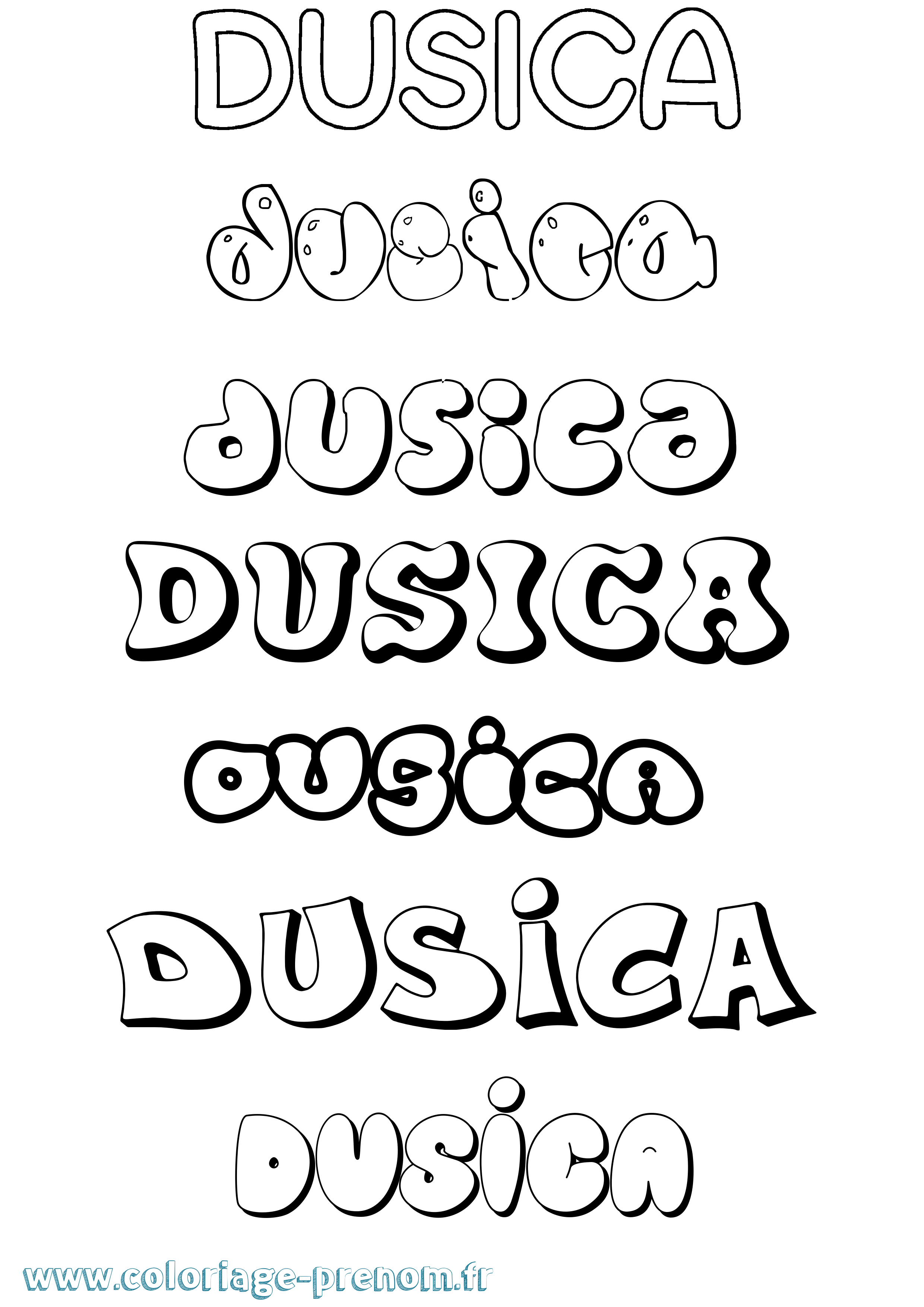 Coloriage Dusica Bubble Coloriage prénom Dusica Bubble