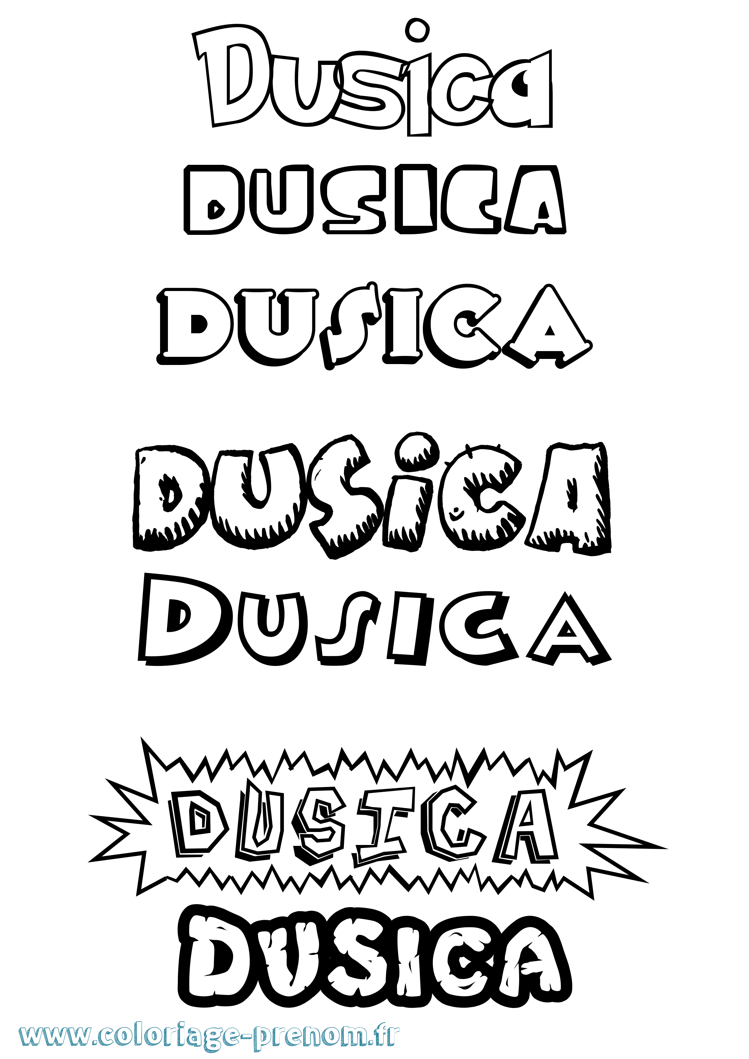 Coloriage Dusica Dessin Animé Coloriage prénom Dusica Dessin Animé