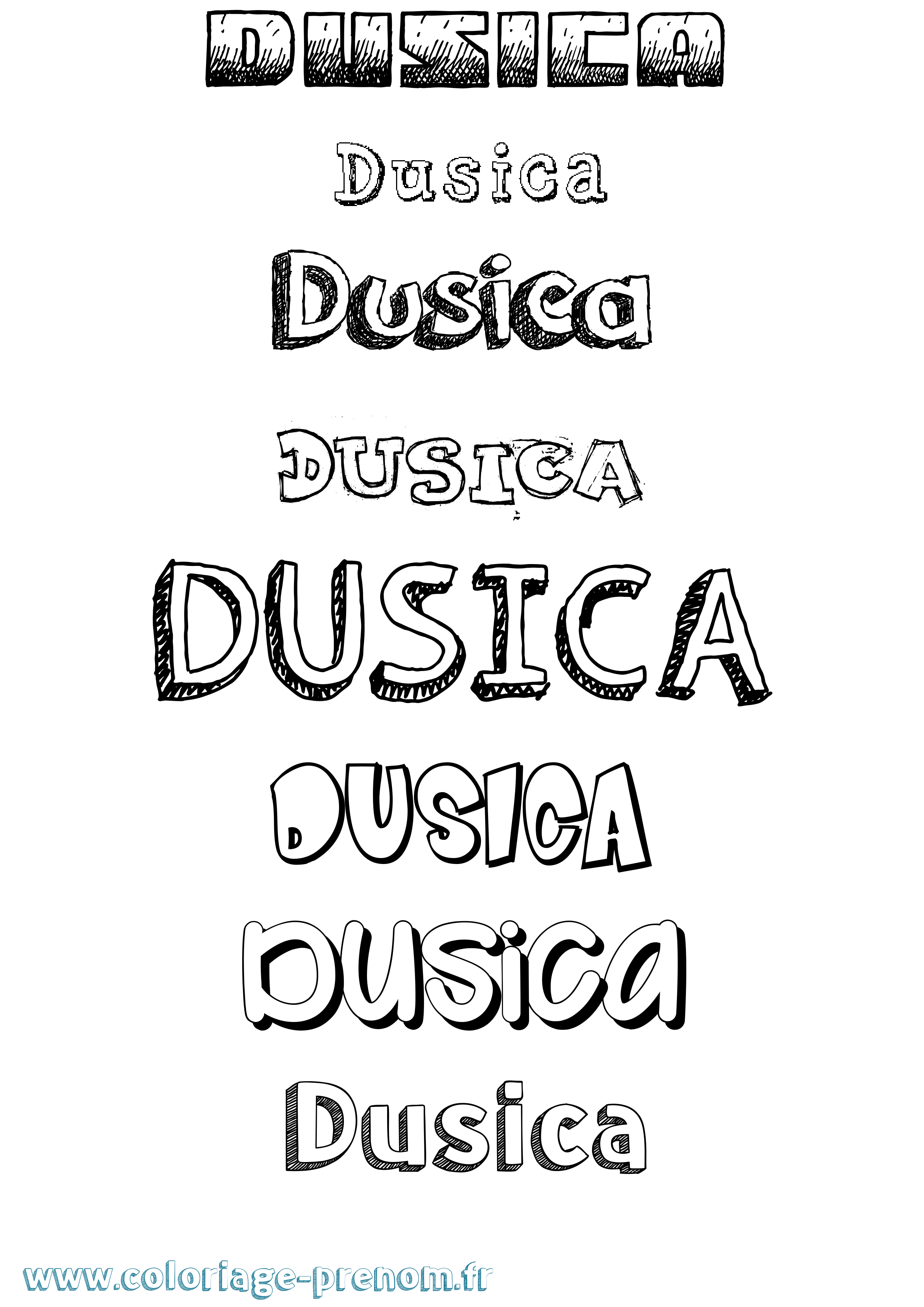 Coloriage Dusica Dessiné Coloriage prénom Dusica Dessiné