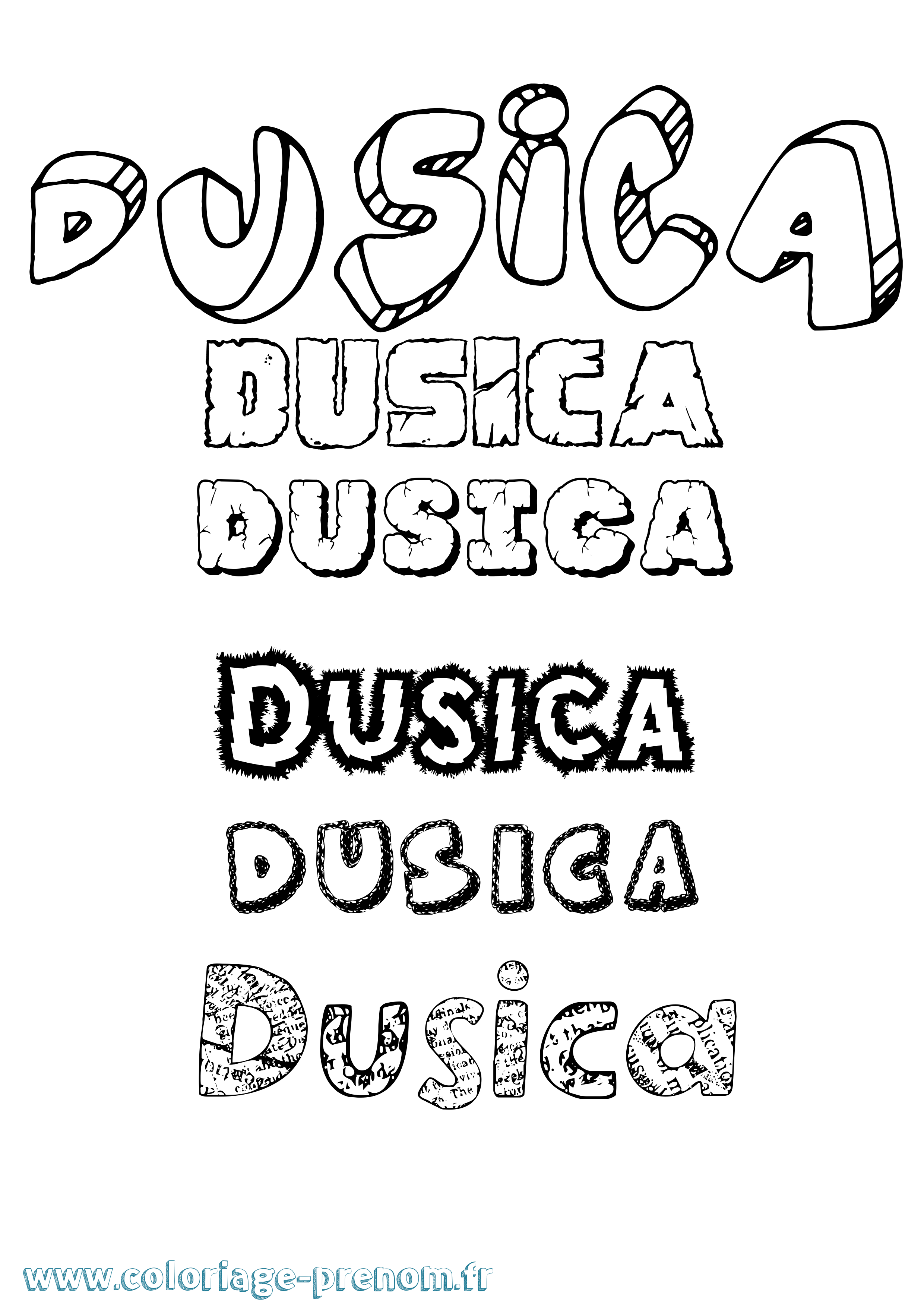 Coloriage Dusica Destructuré Coloriage prénom Dusica Destructuré