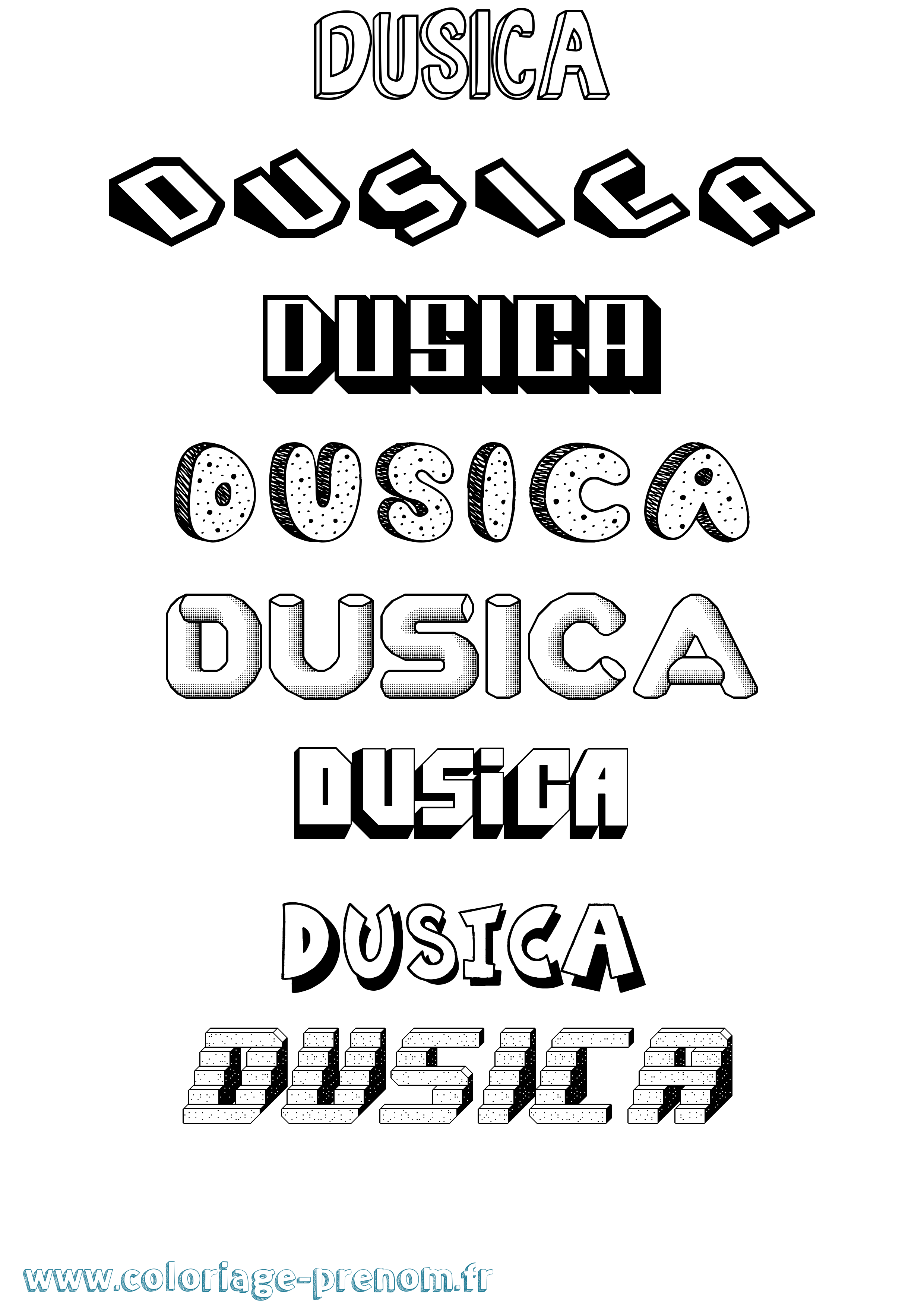 Coloriage Dusica Effet 3D Coloriage prénom Dusica Effet 3D