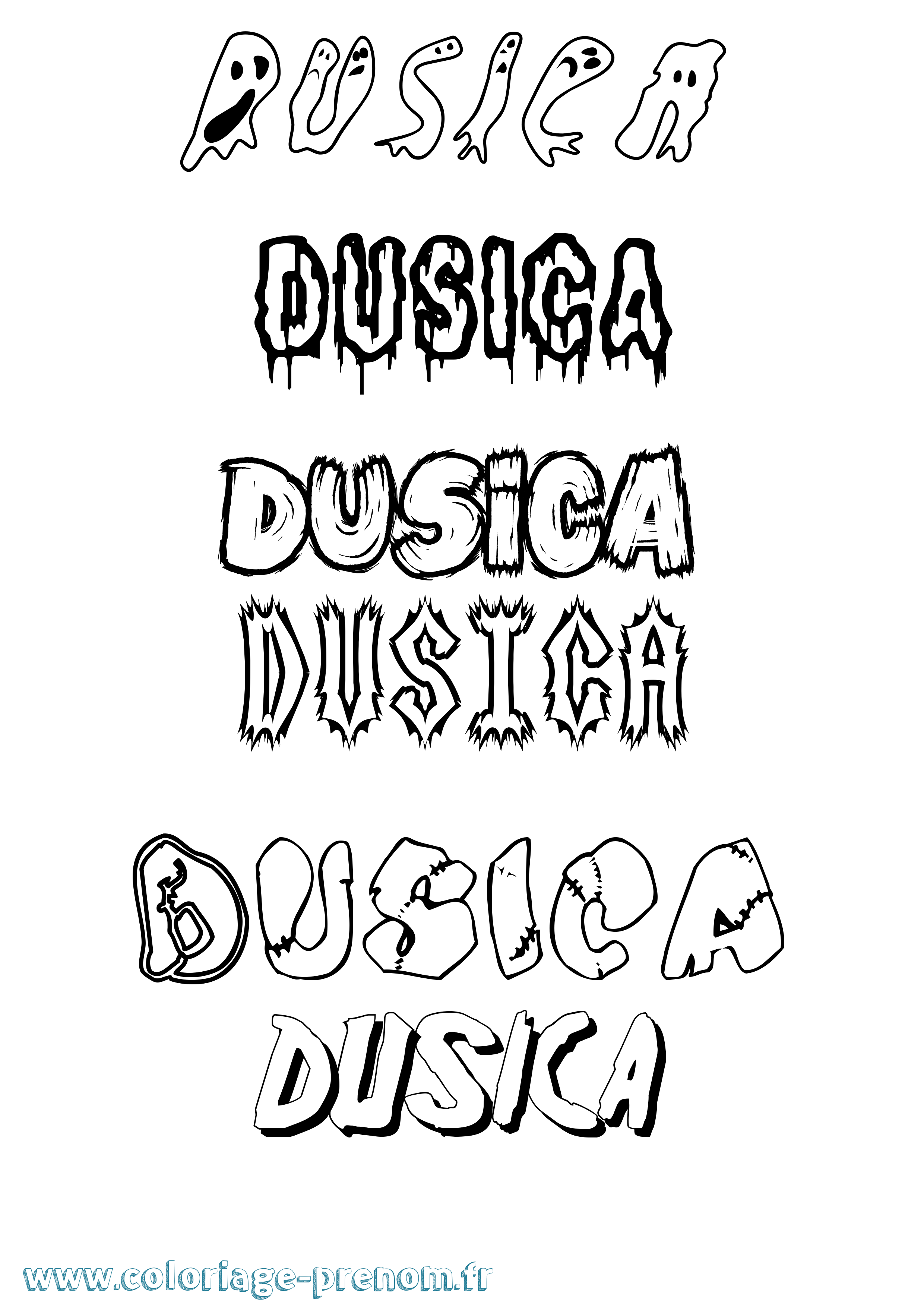 Coloriage Dusica Frisson Coloriage prénom Dusica Frisson