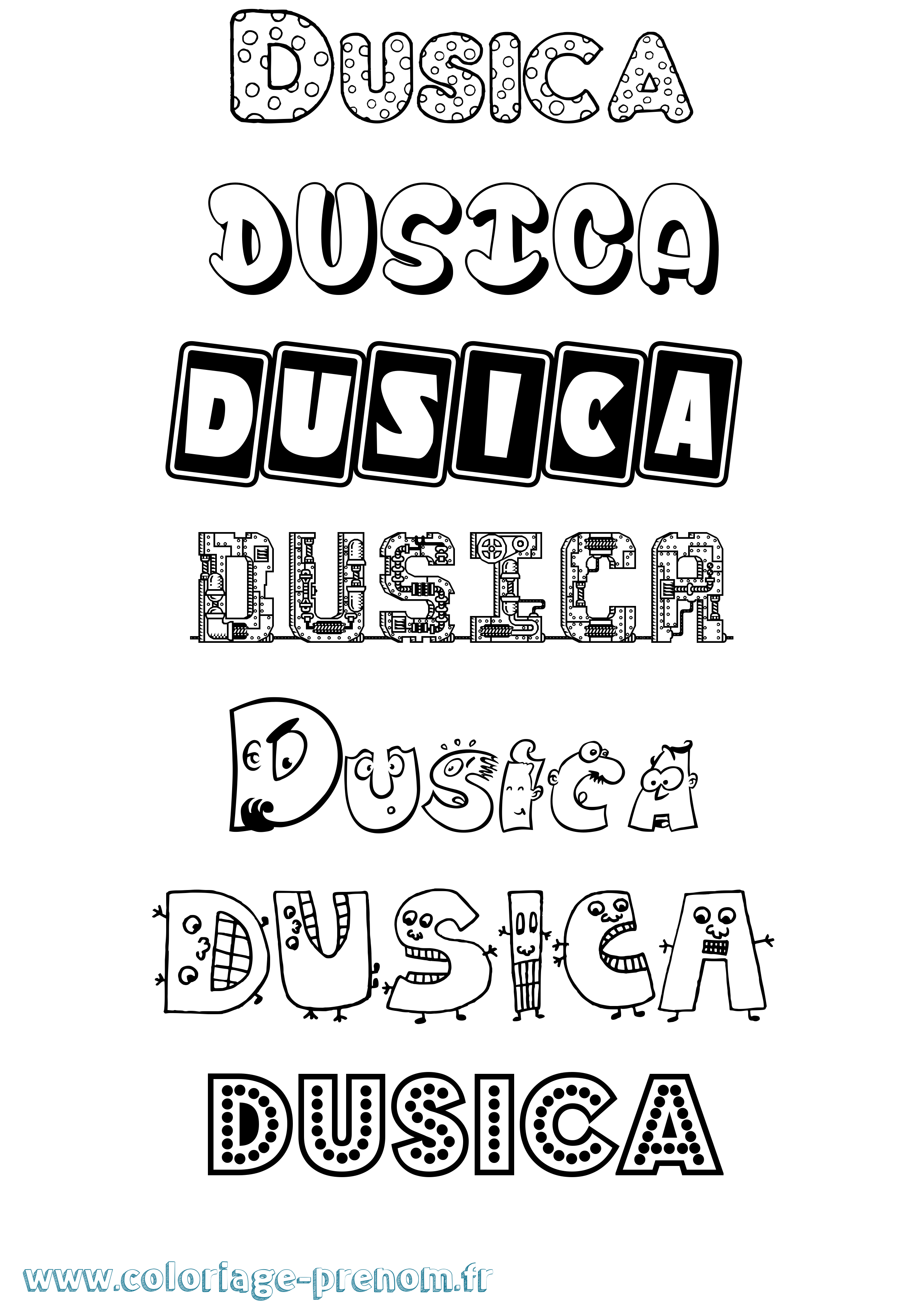 Coloriage Dusica Fun Coloriage prénom Dusica Fun
